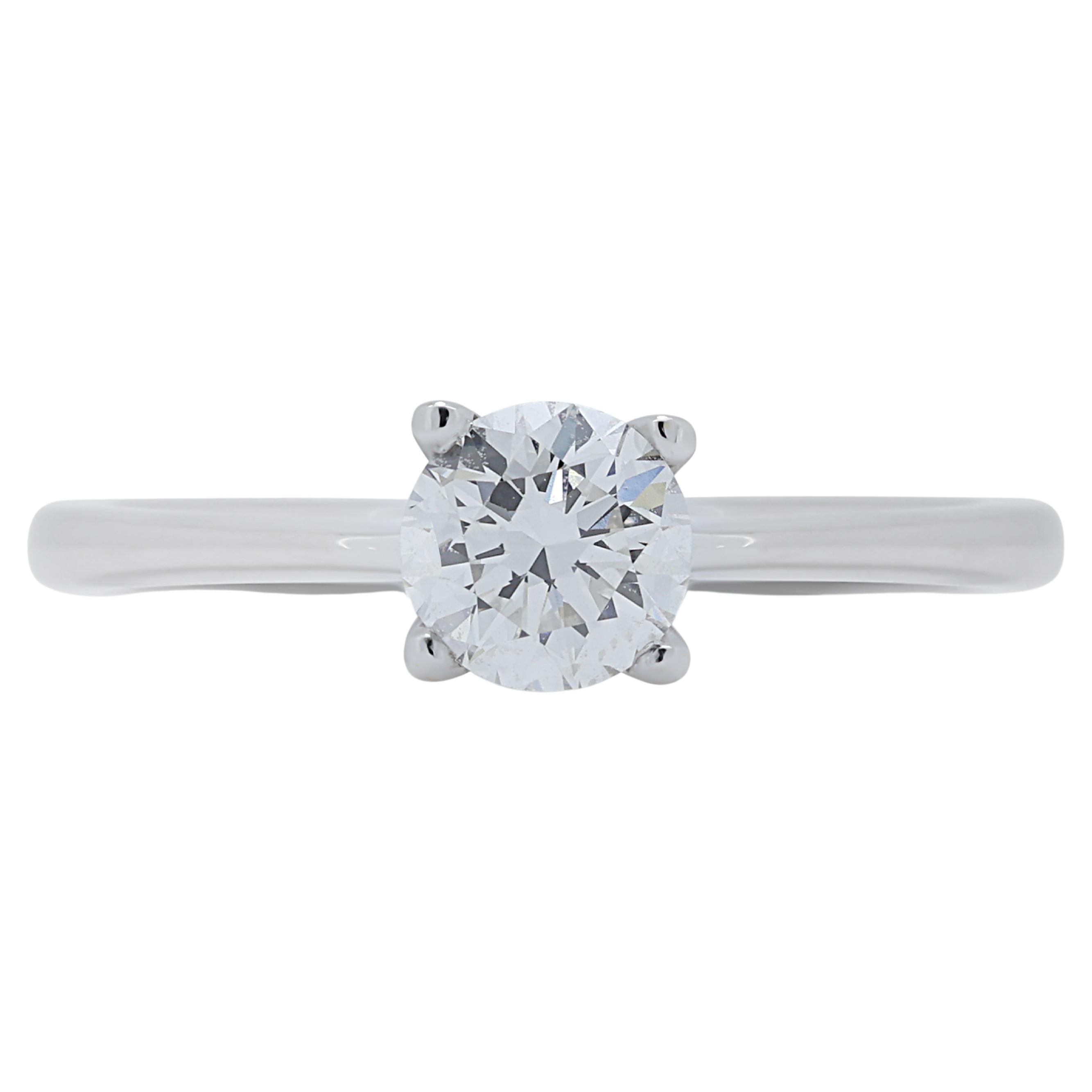 Timeless 0.32ct Diamond Solitaire Ring in 18K White Gold  For Sale