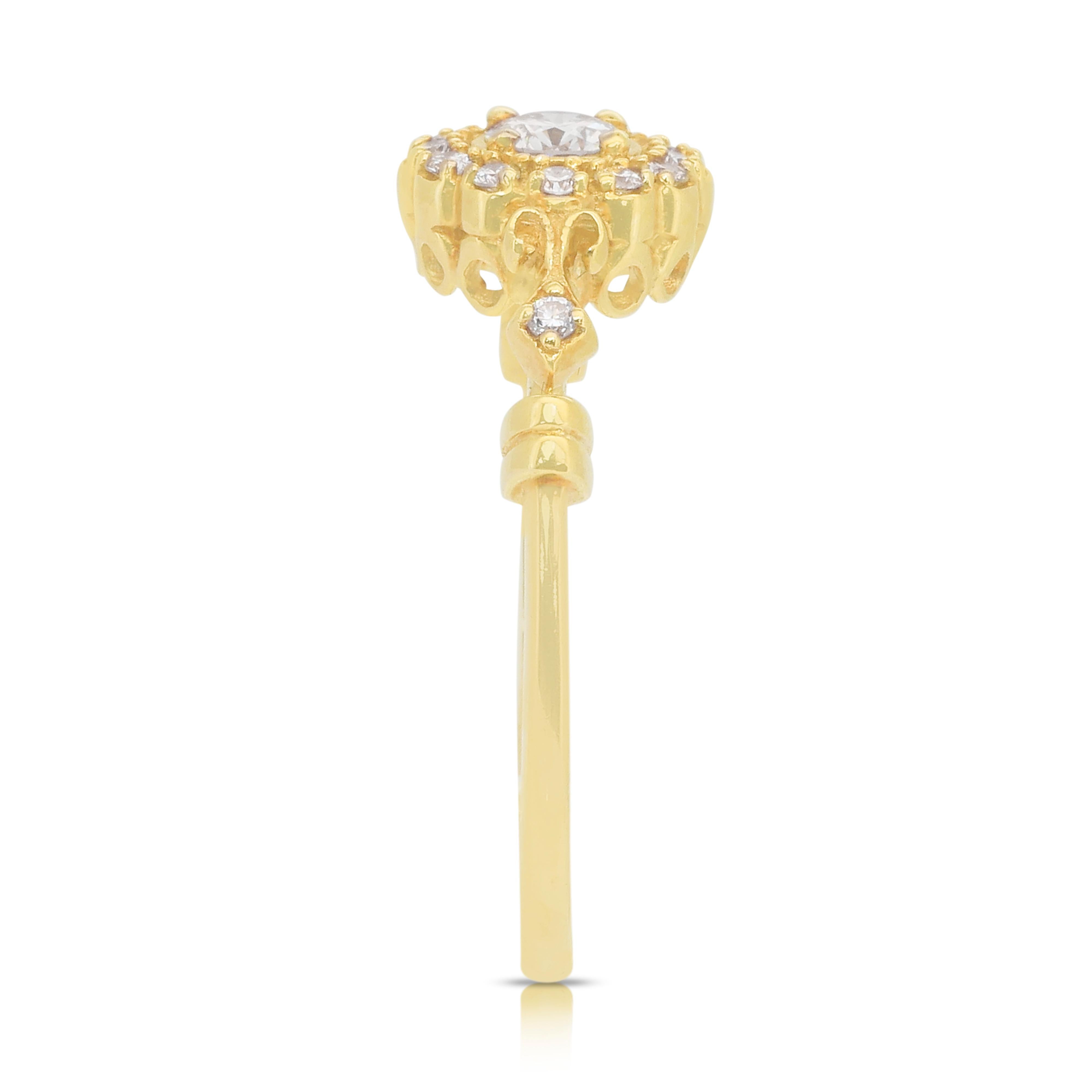 Timeless 0.39ct Diamonds Halo Ring in 18k Yellow Gold - IGI Certified 1