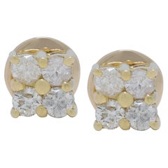 Boucles d'oreilles intemporelles en or jaune 18 carats et diamants de 0,40 carats