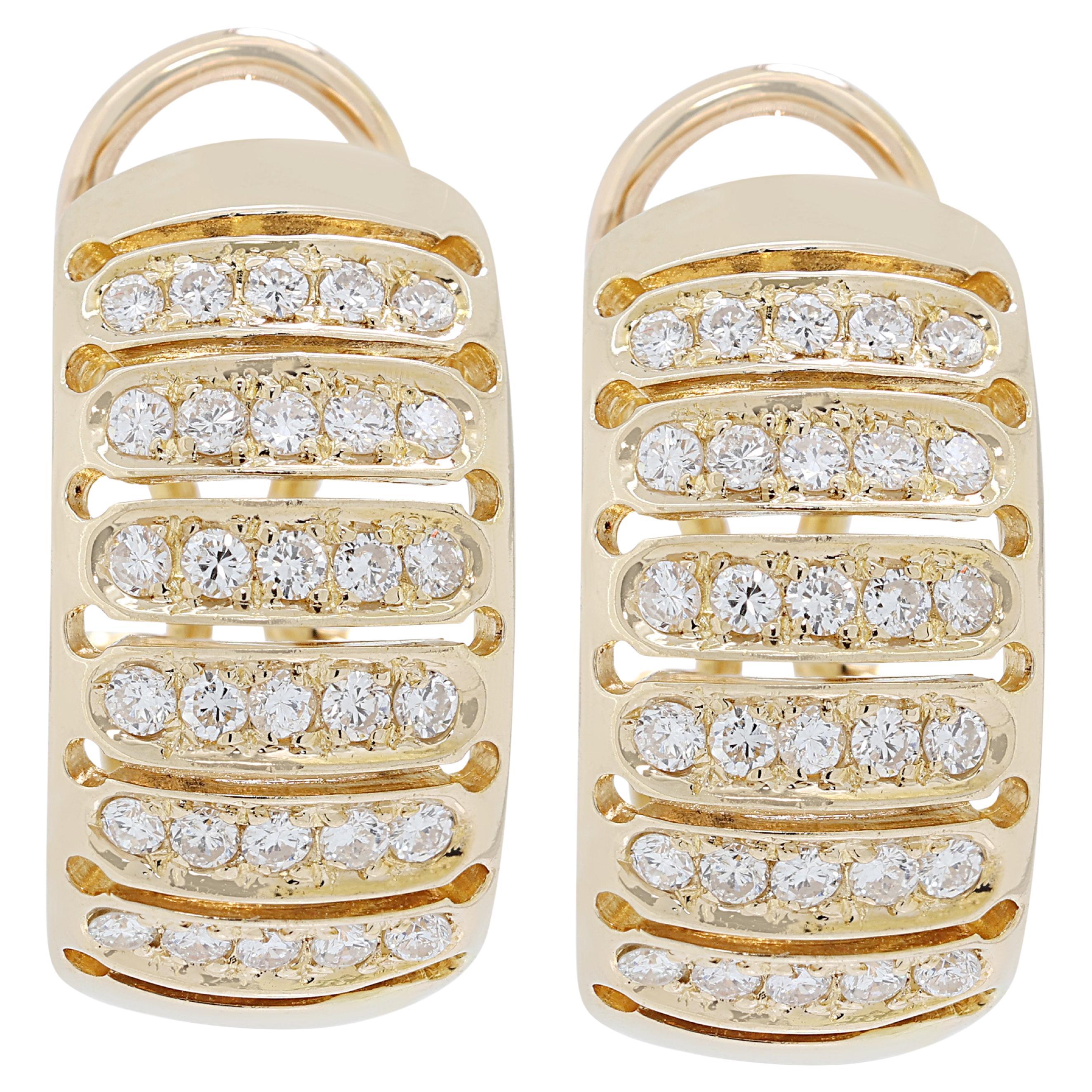 Timeless 0.42ct Diamond Earrings in 18k Yellow Gold For Sale