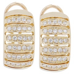 Boucles d'oreilles intemporelles en or jaune 18 carats et diamant de 0,42 ct
