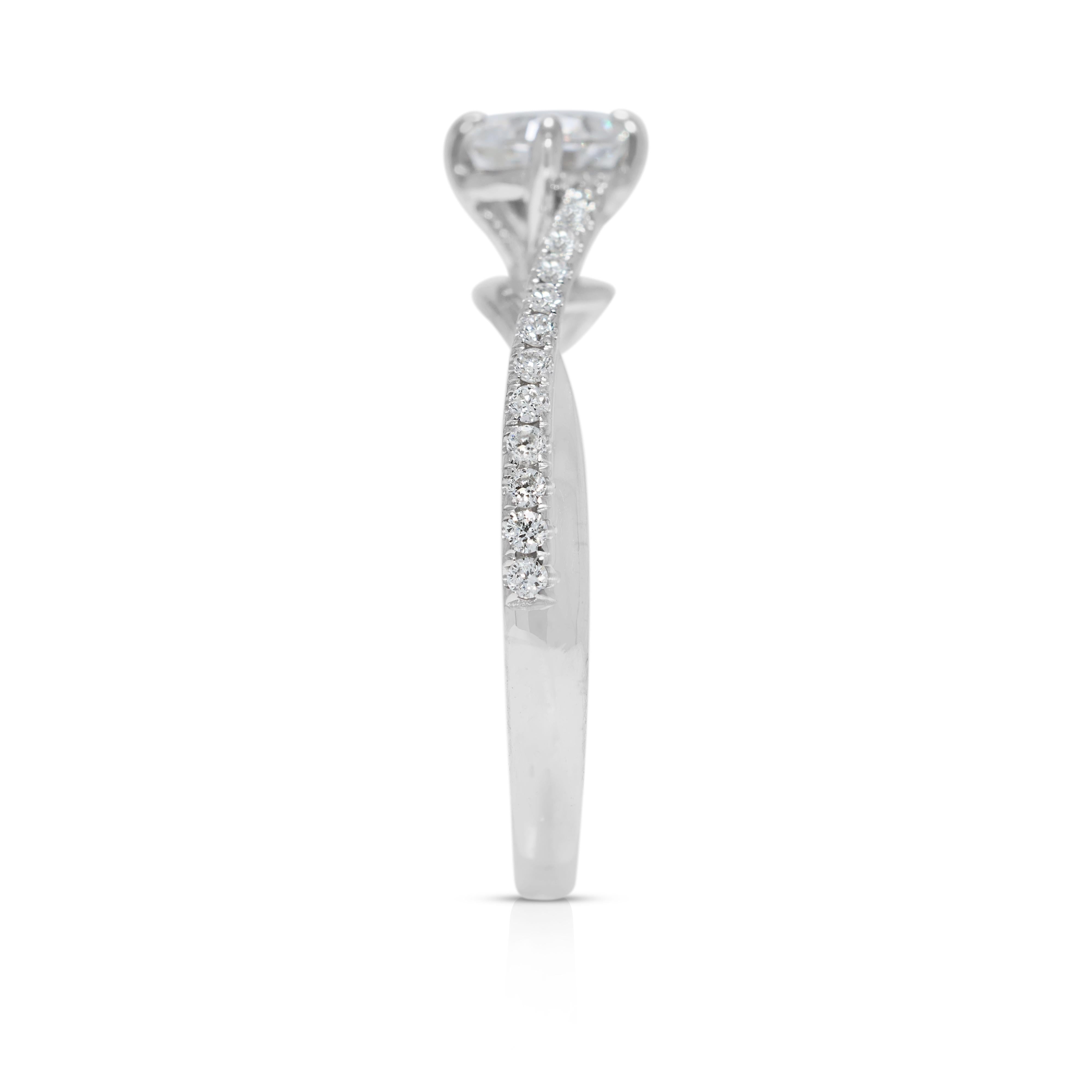 Timeless 0.42ct Pave Natural Diamond Ring with Artful Band in 18K White Gold For Sale 1