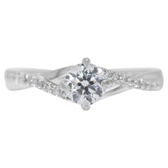 Timeless 0.42ct Pave Natural Diamond Ring with Artful Band in 18K White Gold