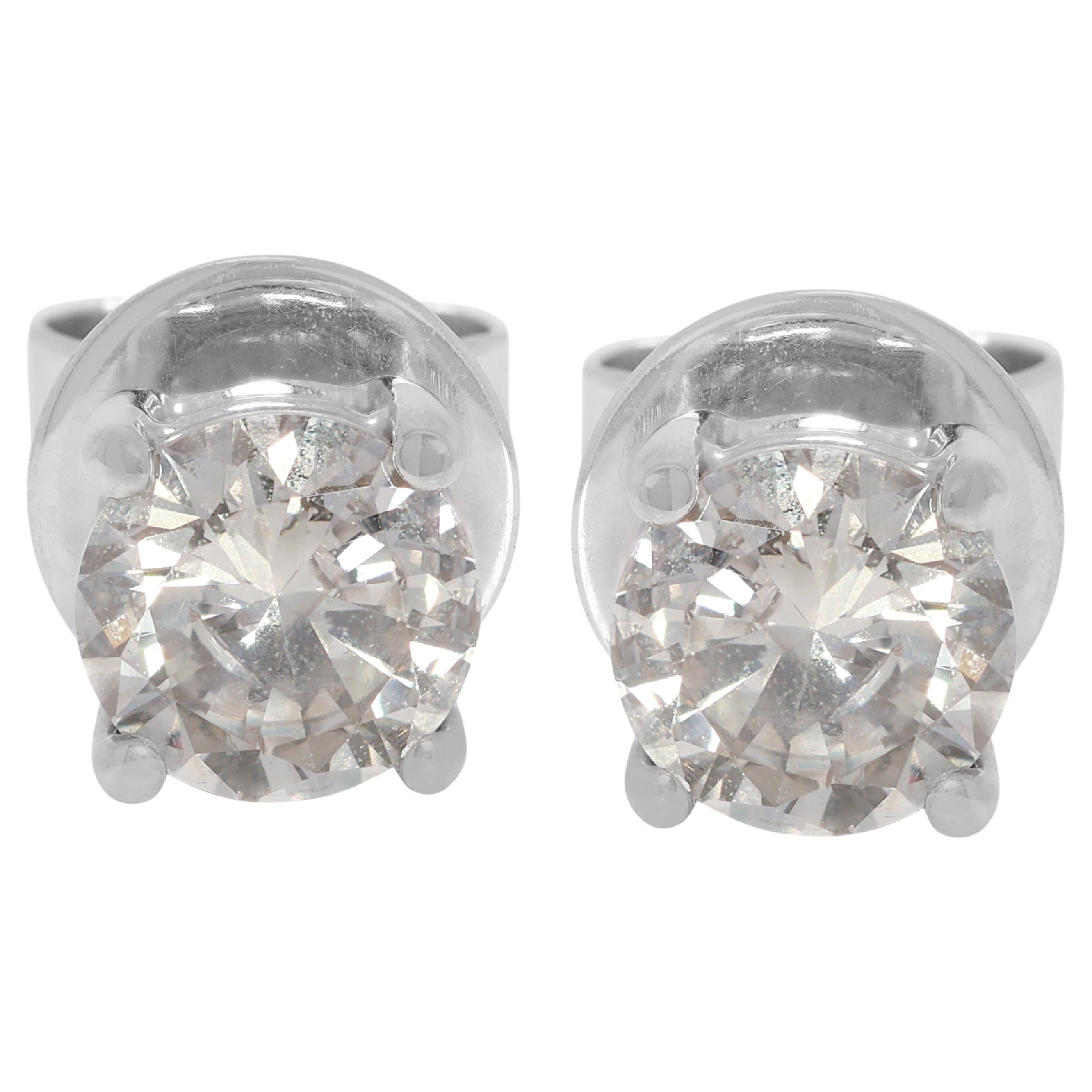 Timeless 0.44ct Round Brilliant Natural Diamond Stud Earrings in 18K White Gold