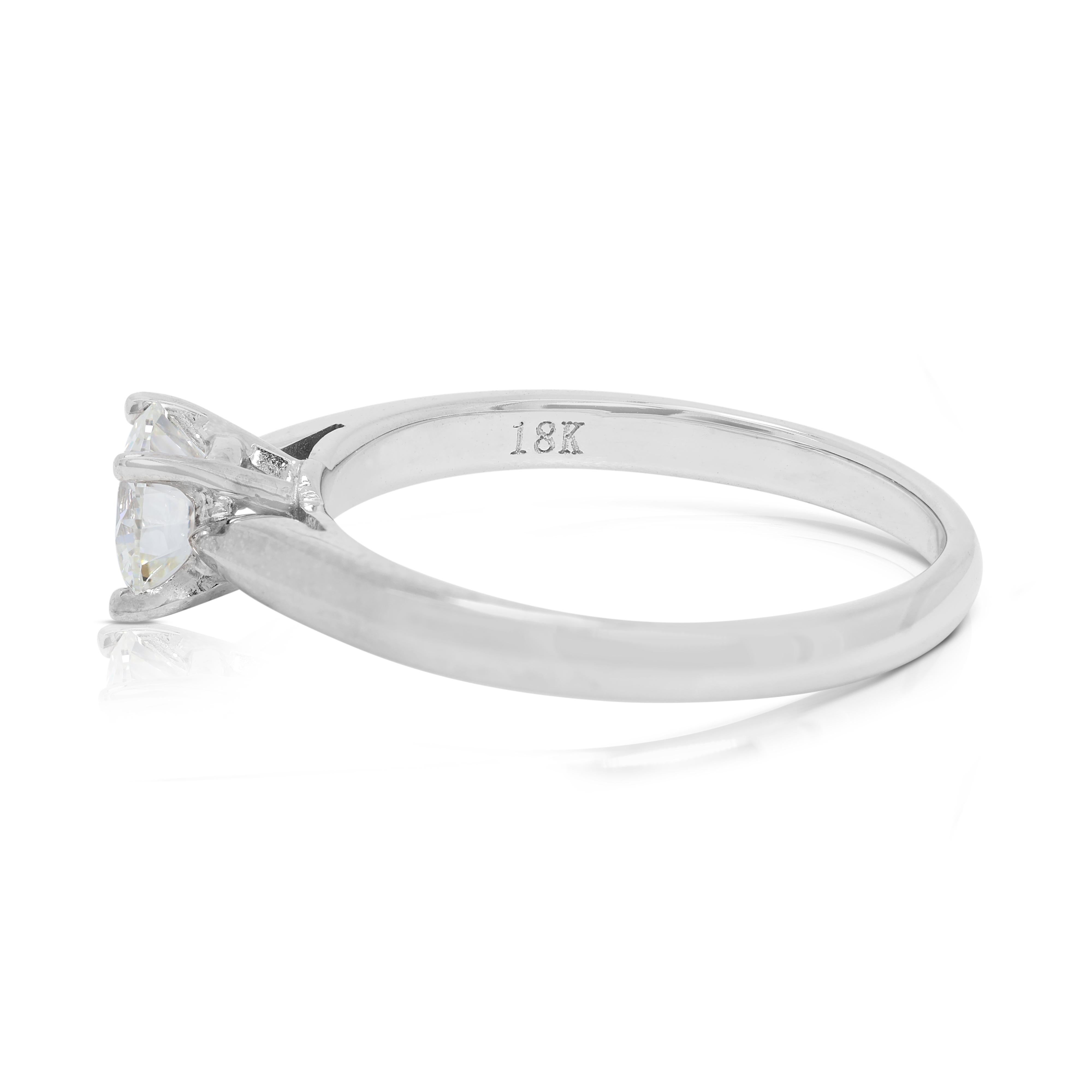 Zeitloser 0,45ct runder Brillant-Diamant-Solitärring aus 18K Weißgold im Zustand „Hervorragend“ im Angebot in רמת גן, IL