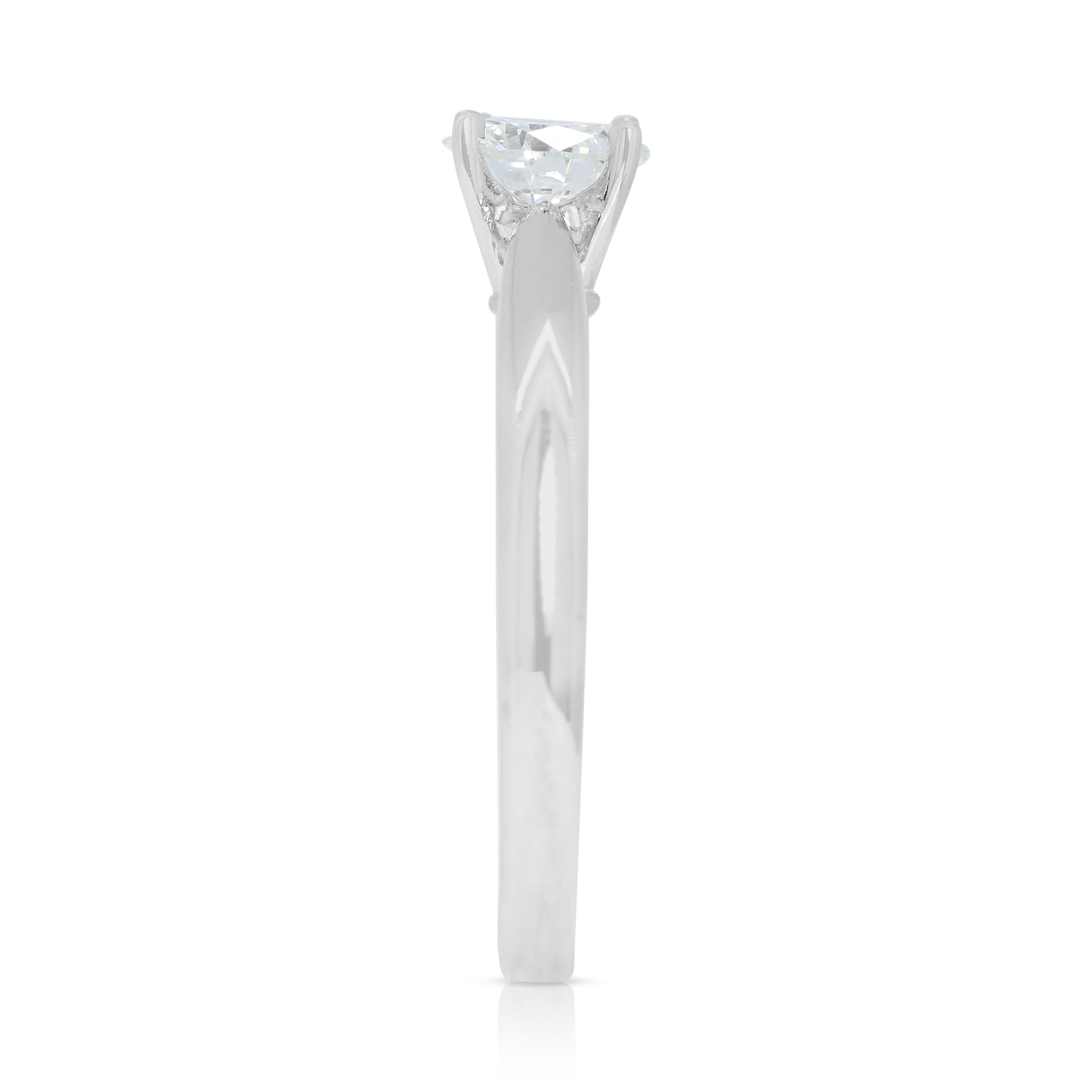 Zeitloser 0,45ct runder Brillant-Diamant-Solitärring aus 18K Weißgold Damen im Angebot