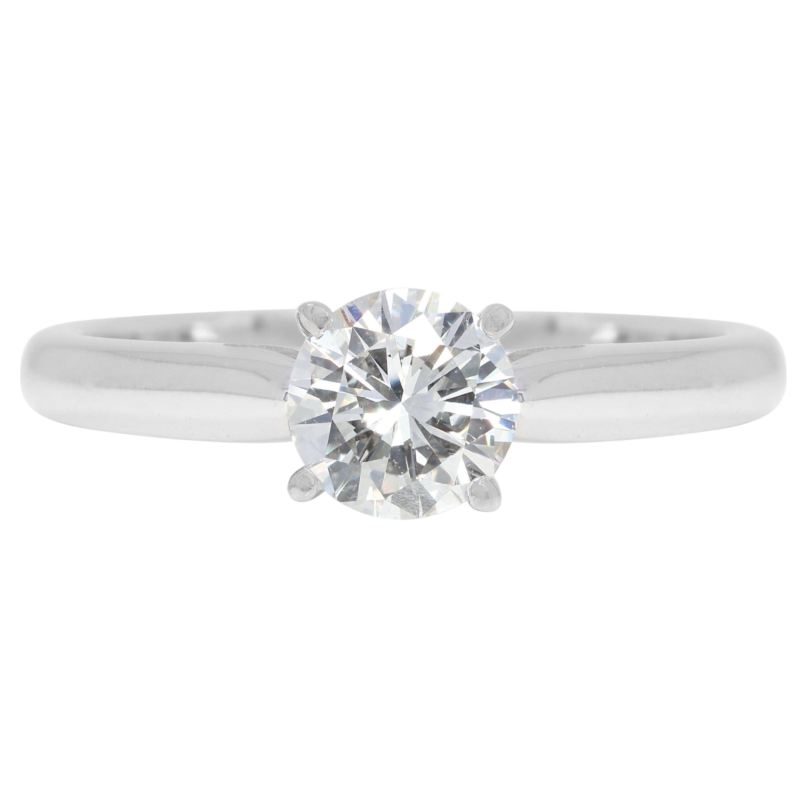 Timeless 0.45ct Round Brilliant Natural Diamond Solitaire Ring in 18K White Gold