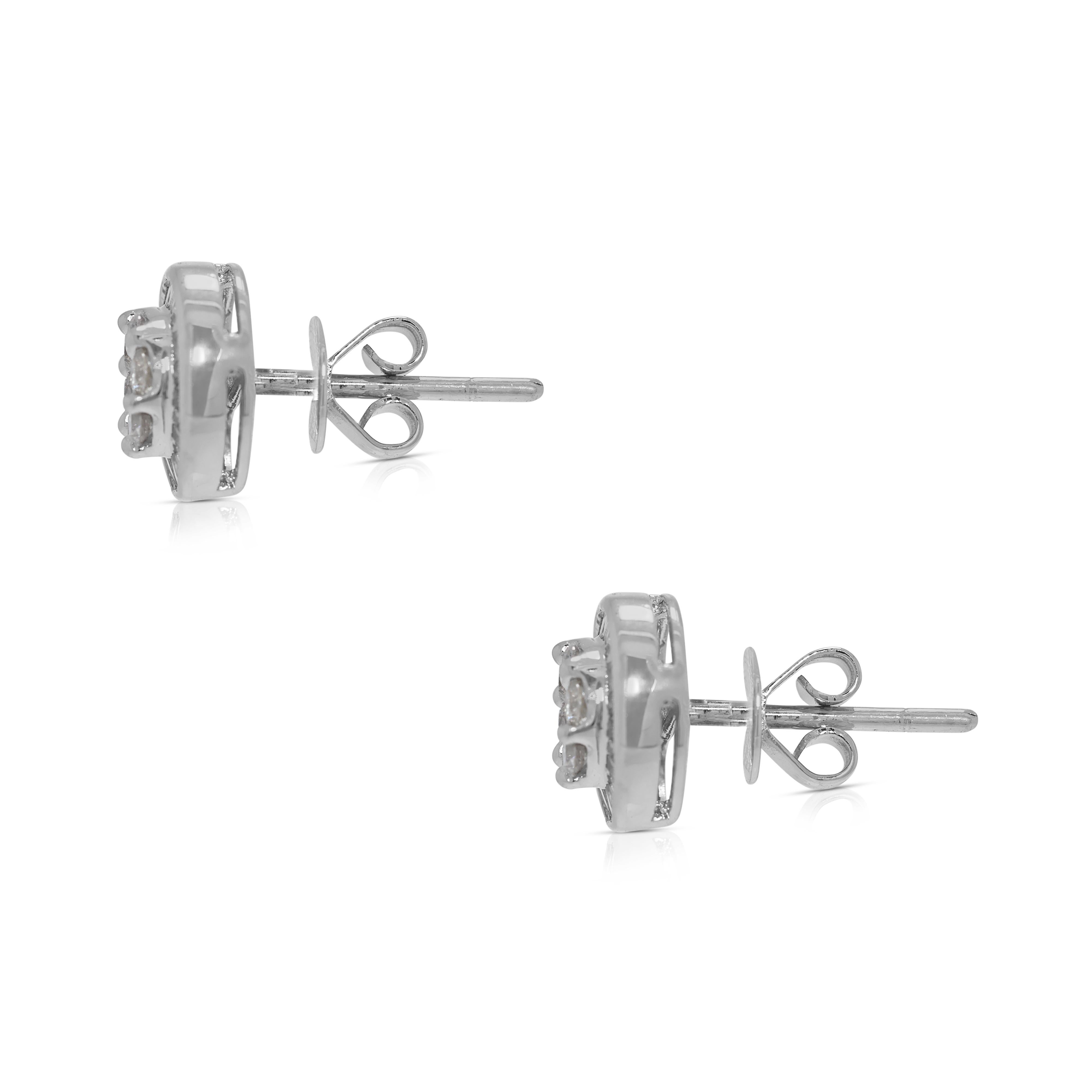 De las mujeres Pendientes intemporales de oro blanco de 18 quilates con diamantes naturales de 0,47 quilates en venta