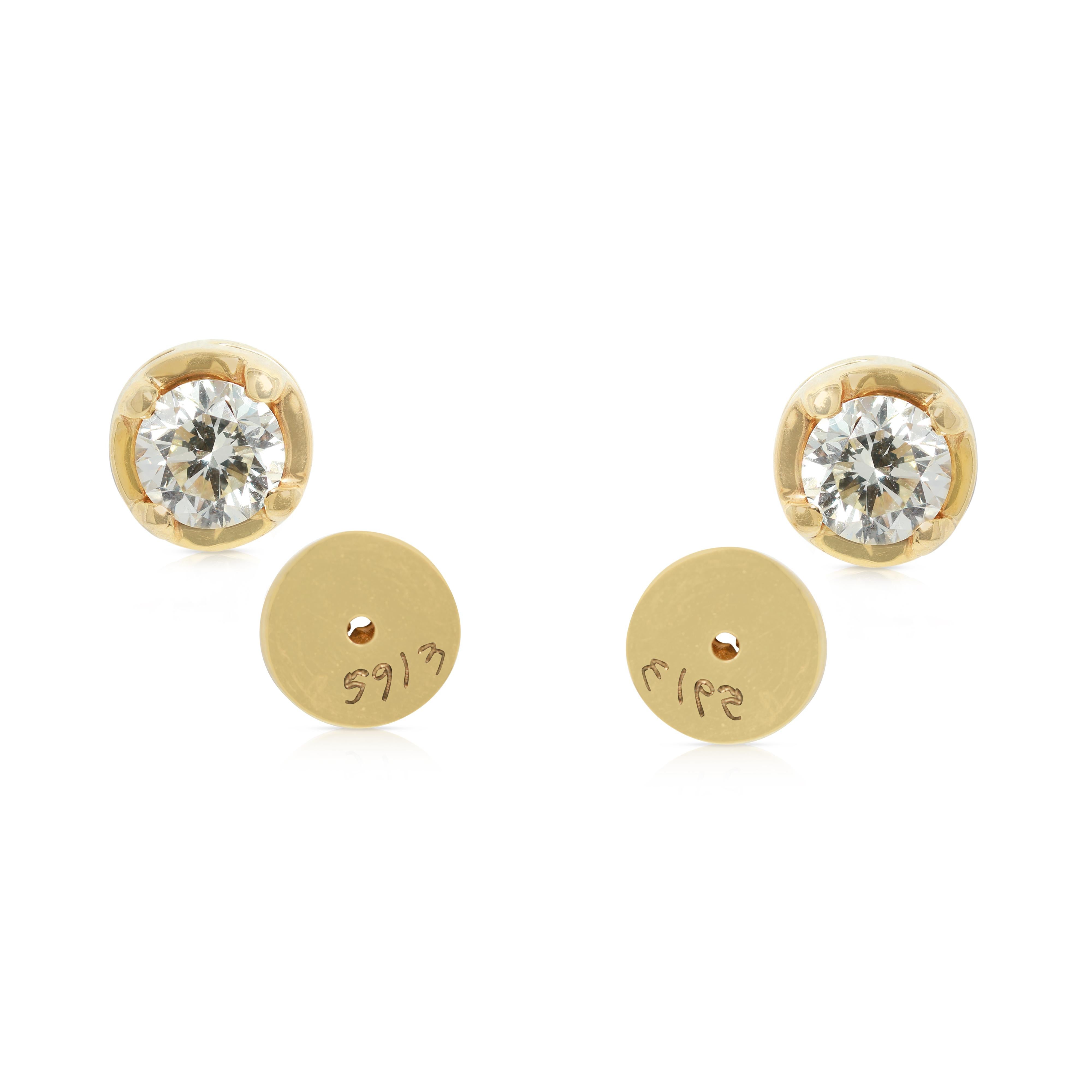 Boucles d'oreilles intemporelles en or jaune 14 carats et diamants naturels de 0,48 carats en vente 2