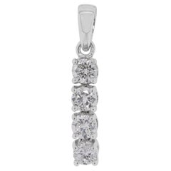 Pendentif intemporel en or blanc 18 carats serti d'un diamant naturel de 0,4 carats