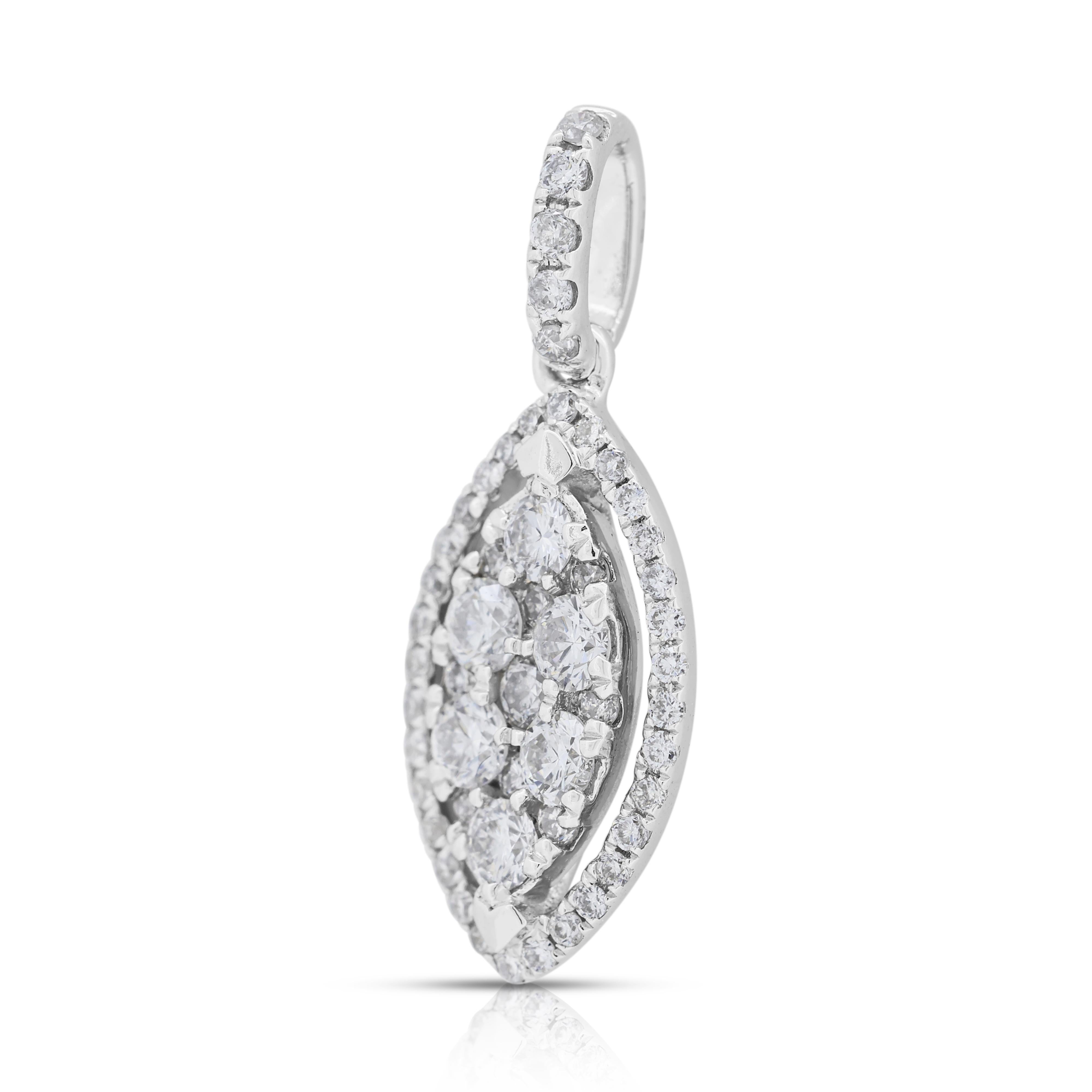 Taille ronde Pendentif Timeless en or blanc 18 carats et diamants naturels de 0,52 ct. en vente