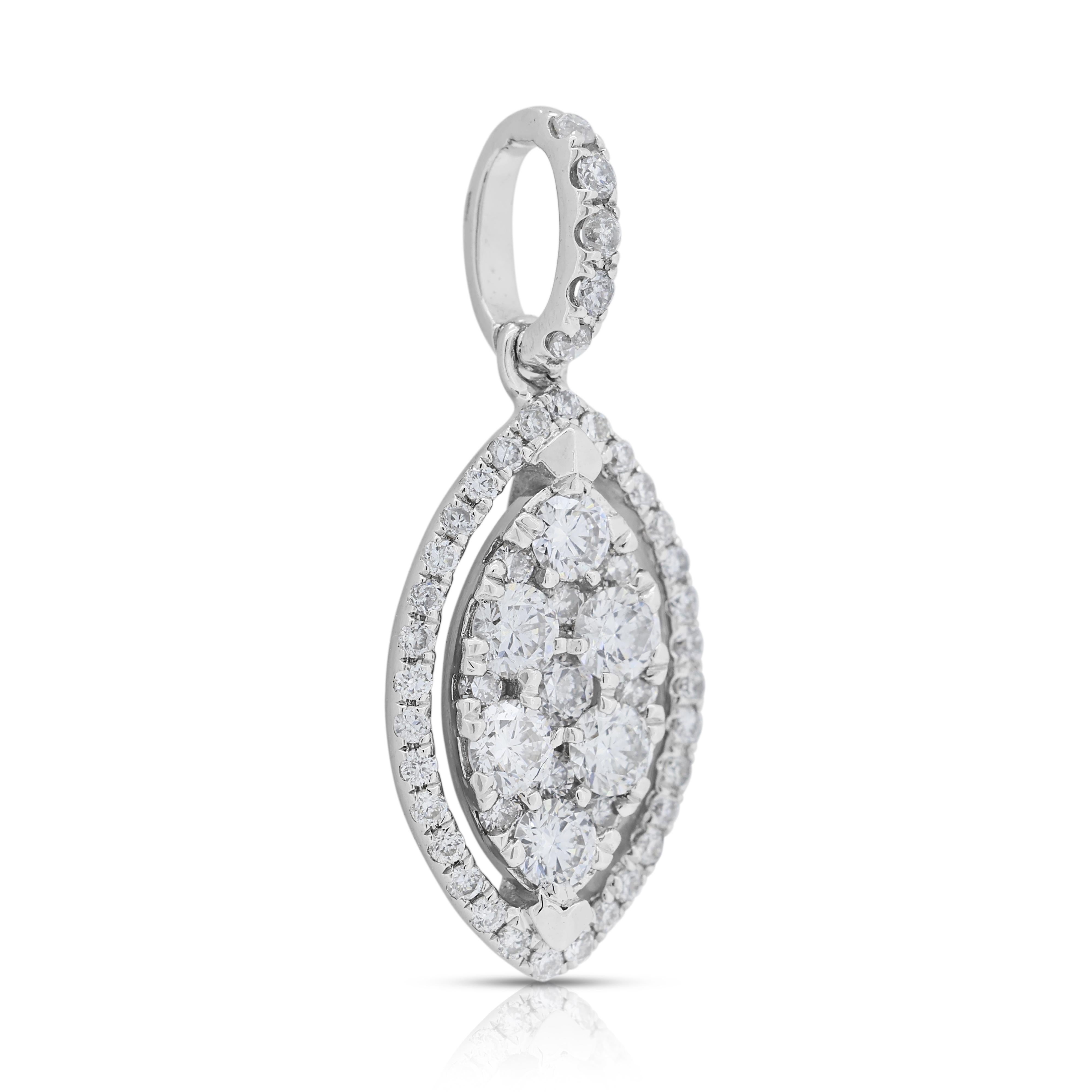Pendentif Timeless en or blanc 18 carats et diamants naturels de 0,52 ct. Excellent état - En vente à רמת גן, IL