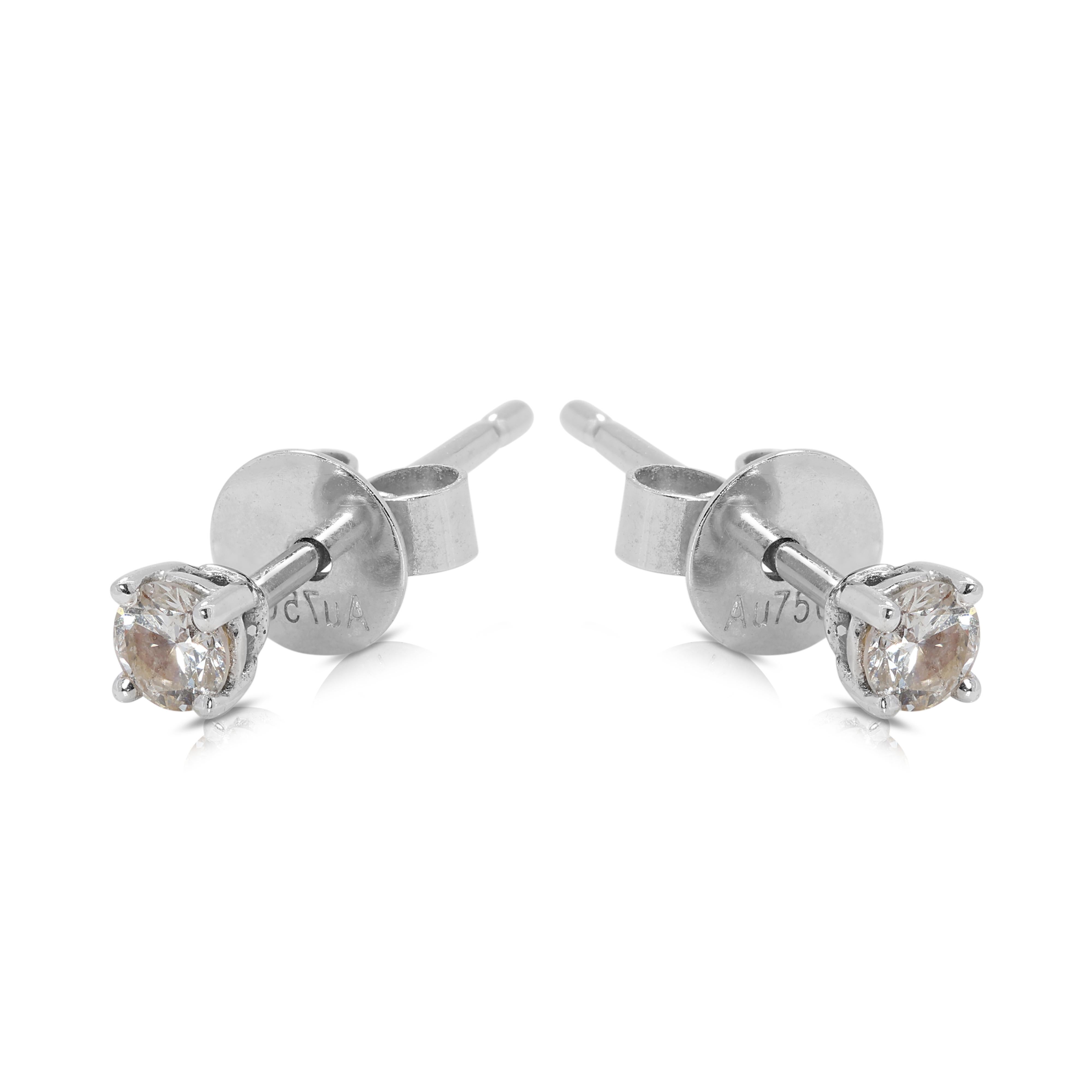 Round Cut Timeless 0.54 carat Natural Diamond Stud Earrings in 18K White Gold
