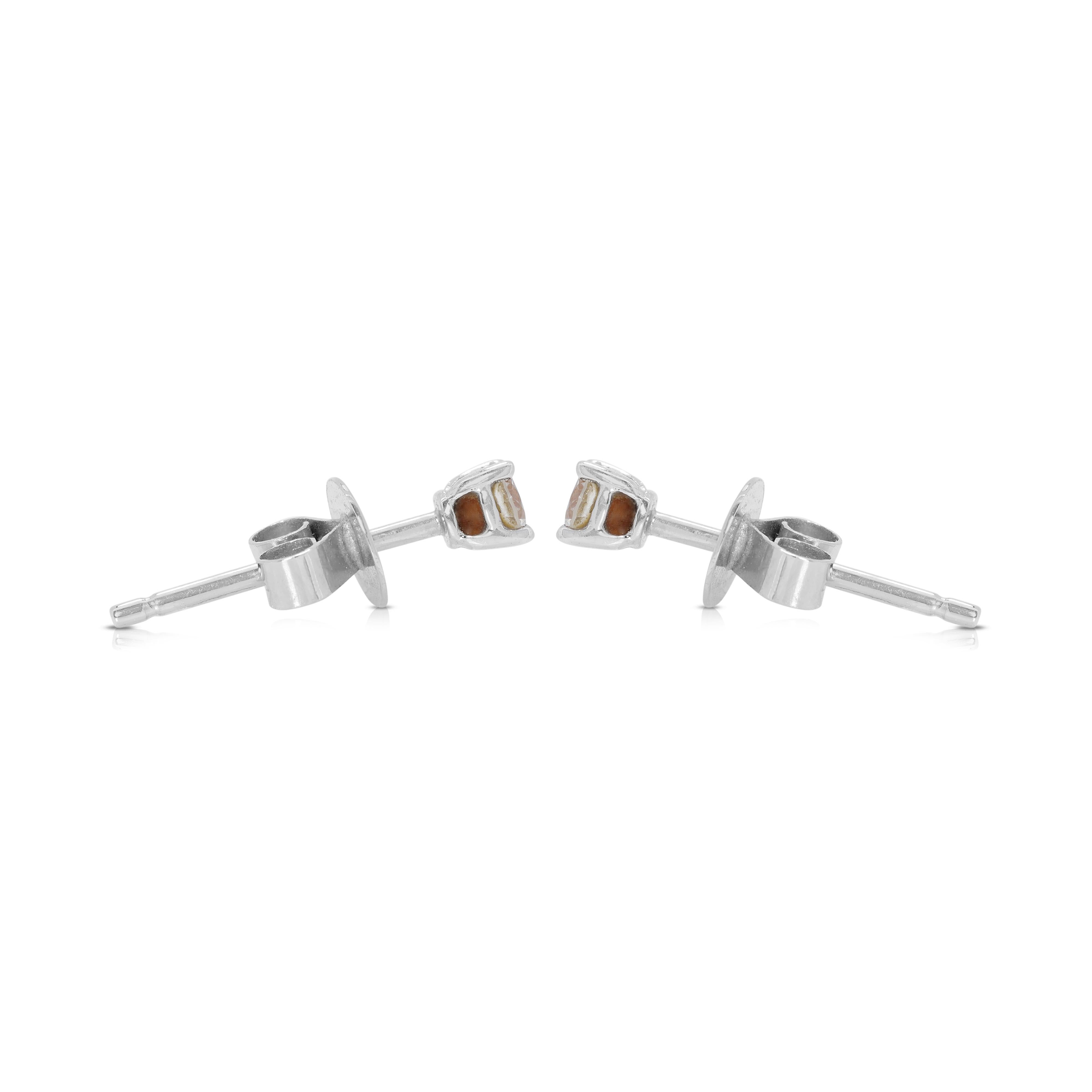 Women's Timeless 0.54 carat Natural Diamond Stud Earrings in 18K White Gold