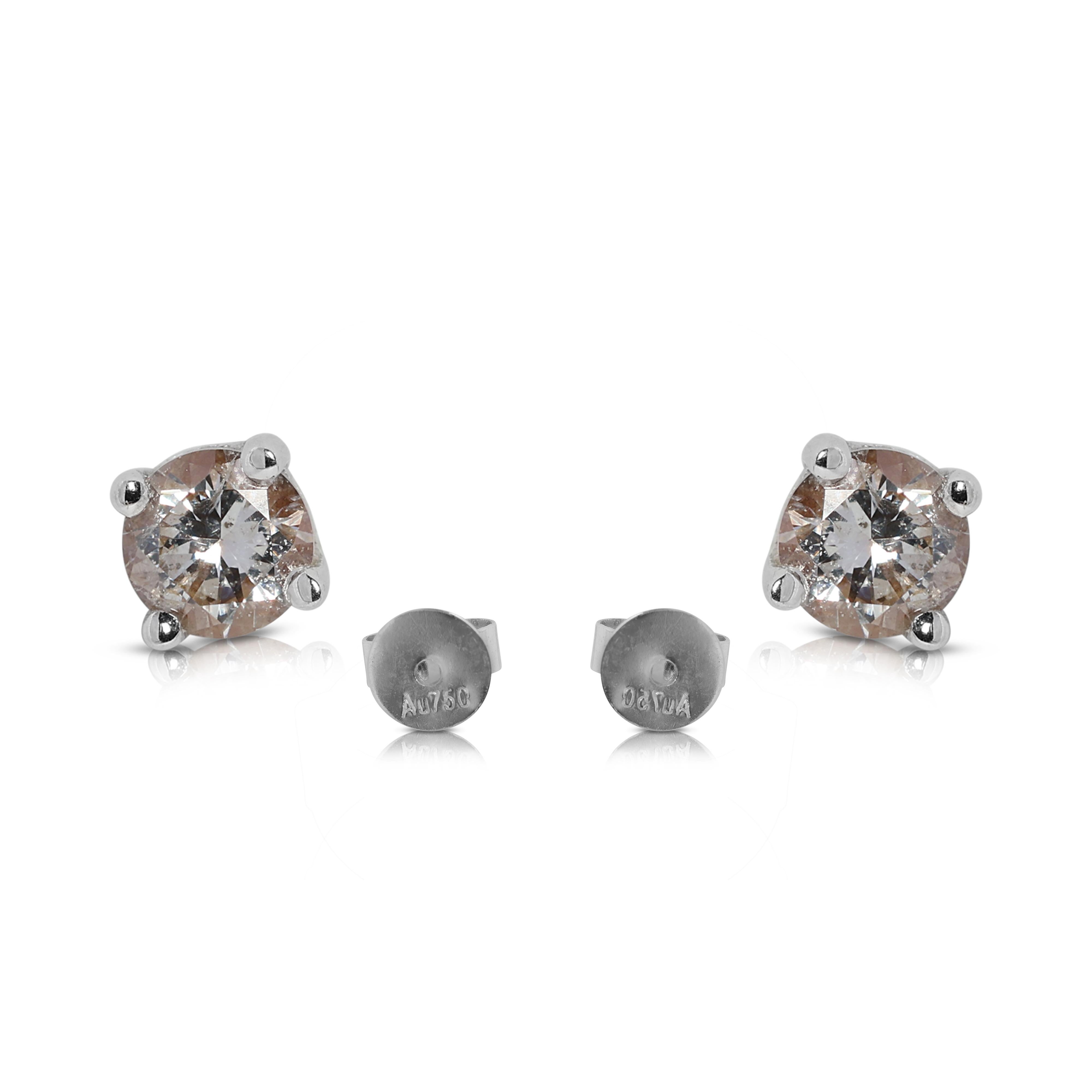 Timeless 0.54 carat Natural Diamond Stud Earrings in 18K White Gold 2