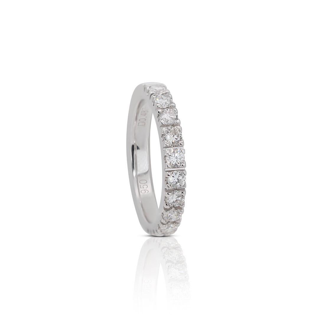 Round Cut Timeless 0.58ct Diamonds Half Eternity Ring in Platinum For Sale