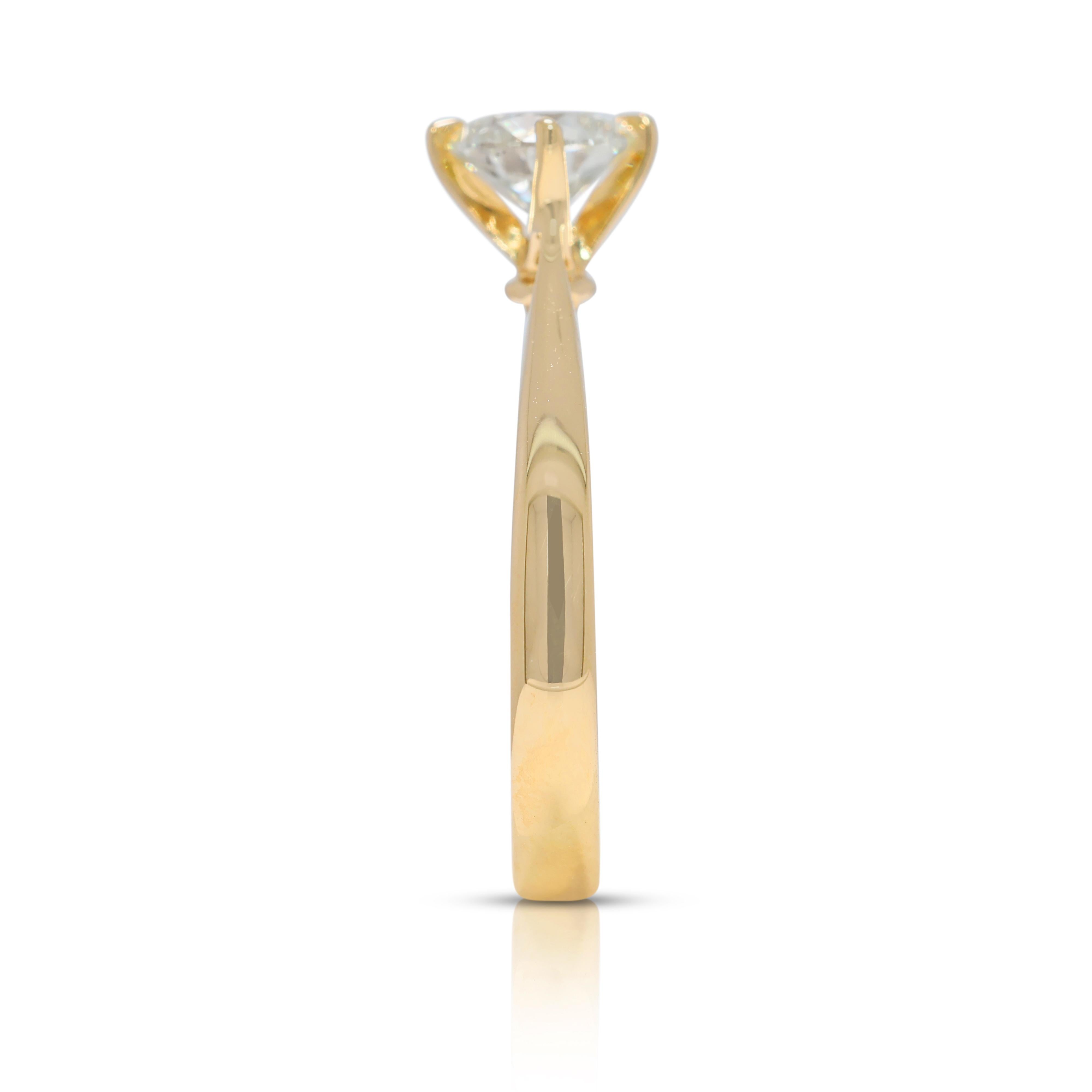  Timeless Bague solitaire en or jaune 18 carats avec diamant naturel de 0,5 carats Pour femmes 