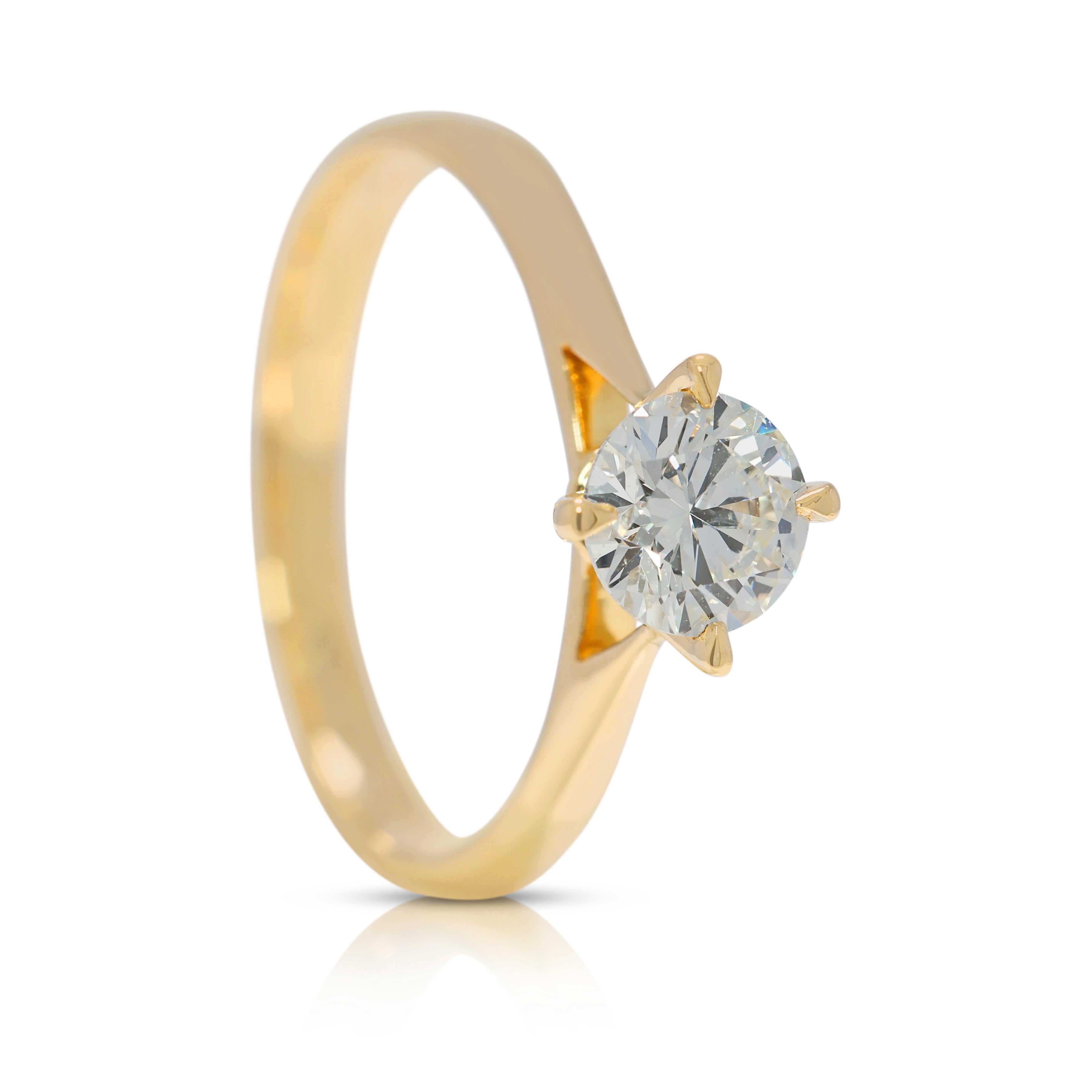Timeless Bague solitaire en or jaune 18 carats avec diamant naturel de 0,5 carats 1