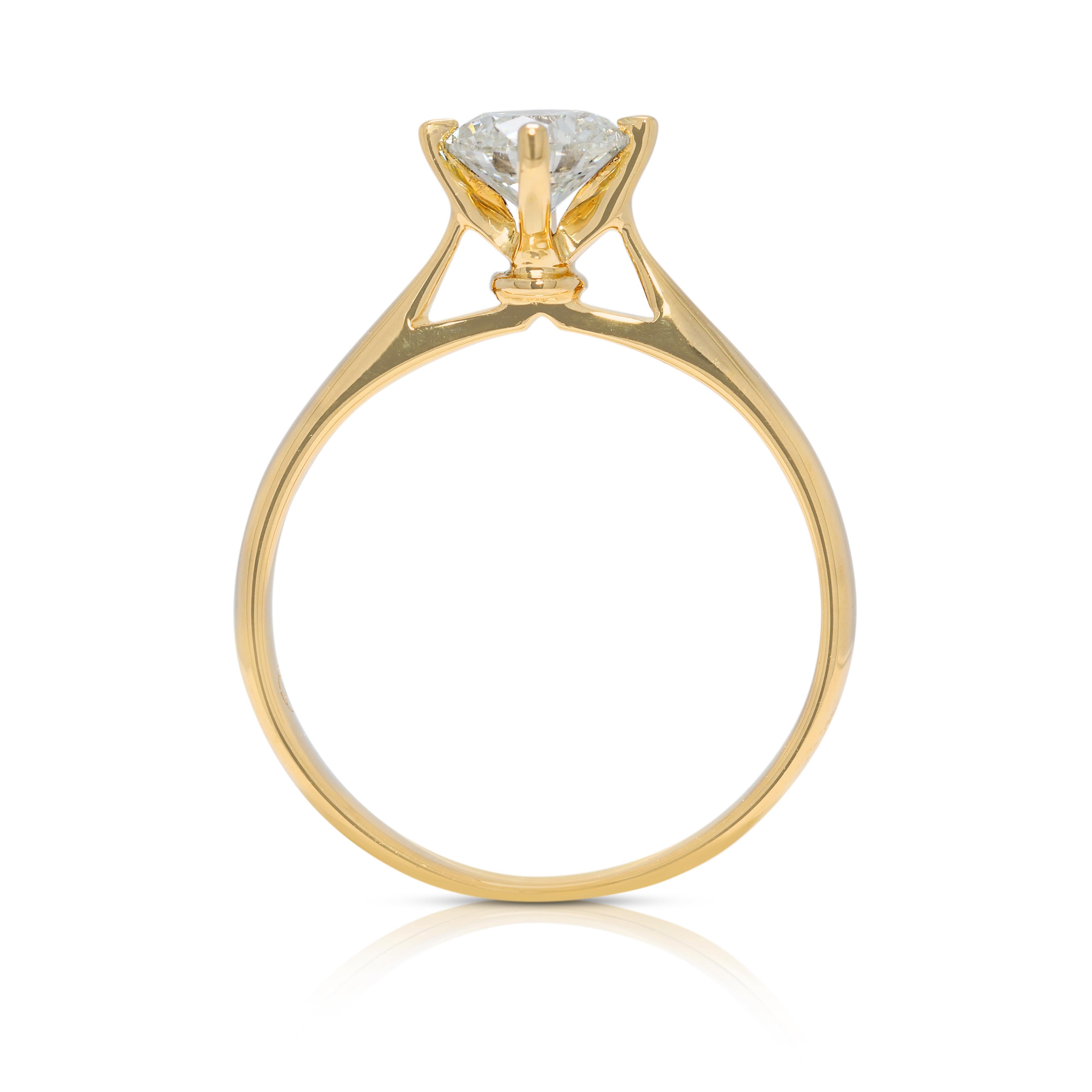 Timeless Bague solitaire en or jaune 18 carats avec diamant naturel de 0,5 carats 2