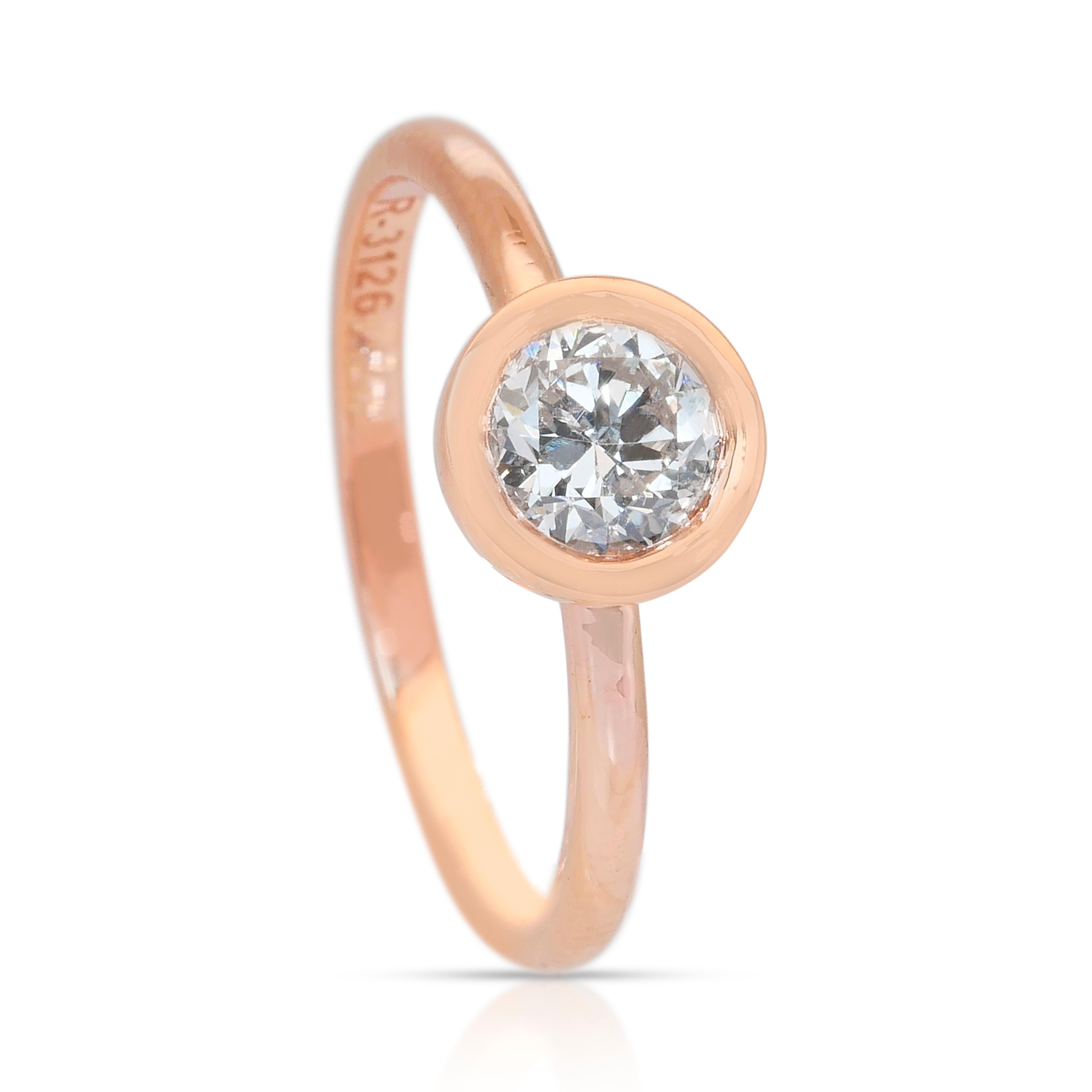 Anello solitario senza tempo con diamante da 0,60 carati in oro rosa 18k - Certificato IGI in vendita 2