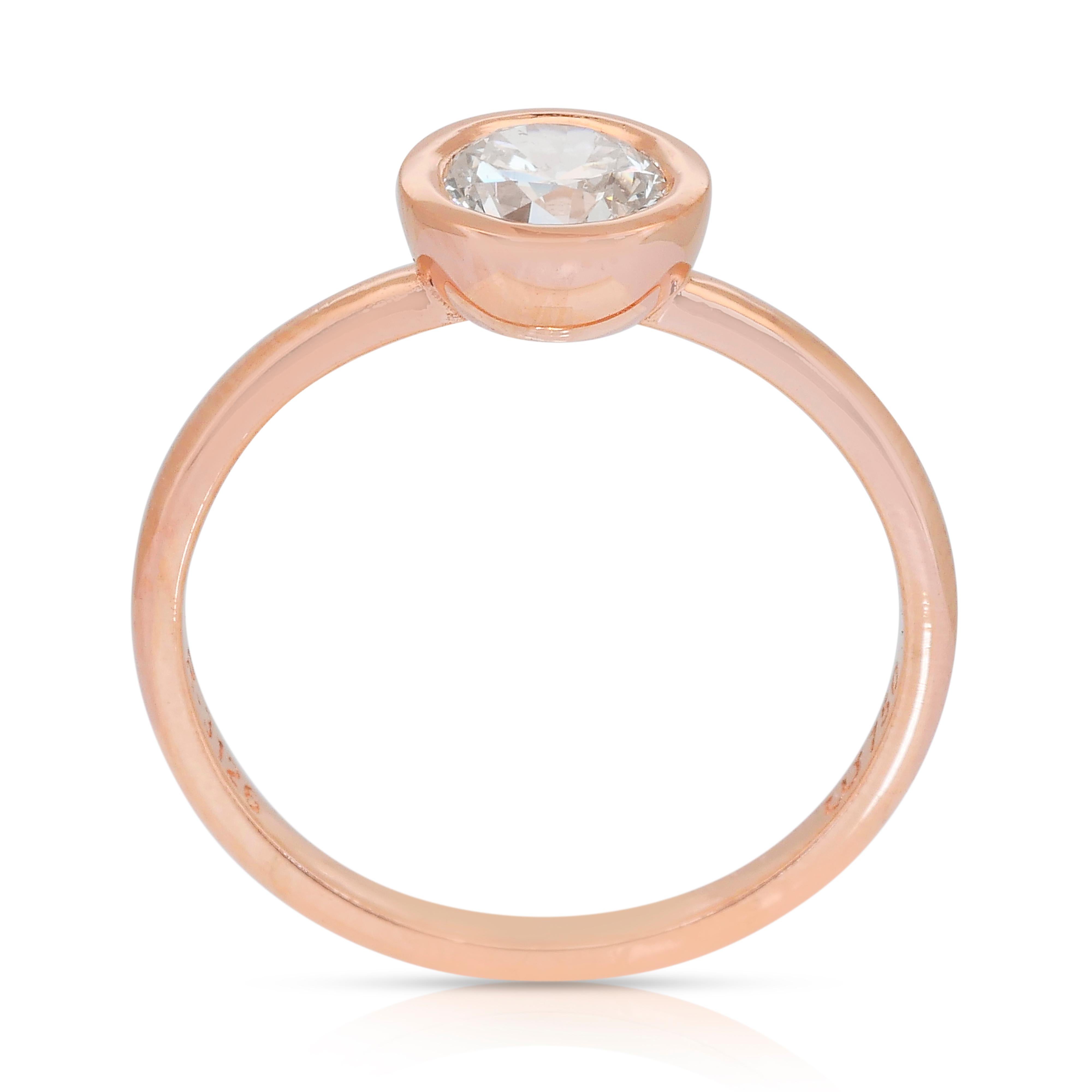 Anello solitario senza tempo con diamante da 0,60 carati in oro rosa 18k - Certificato IGI in vendita 3