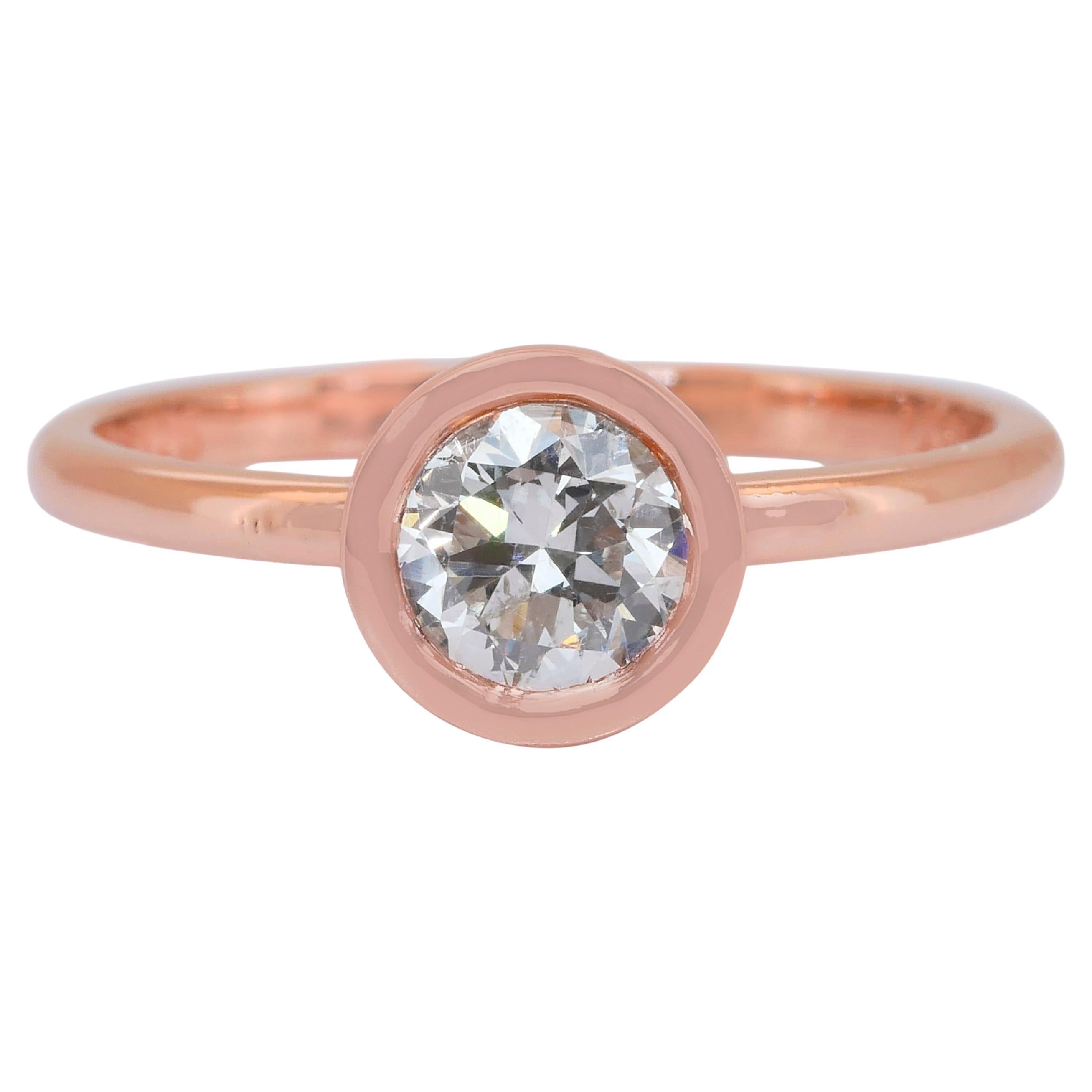 Bague solitaire intemporelle en or rose 18k avec 0,60ct de diamant - certifié IGI