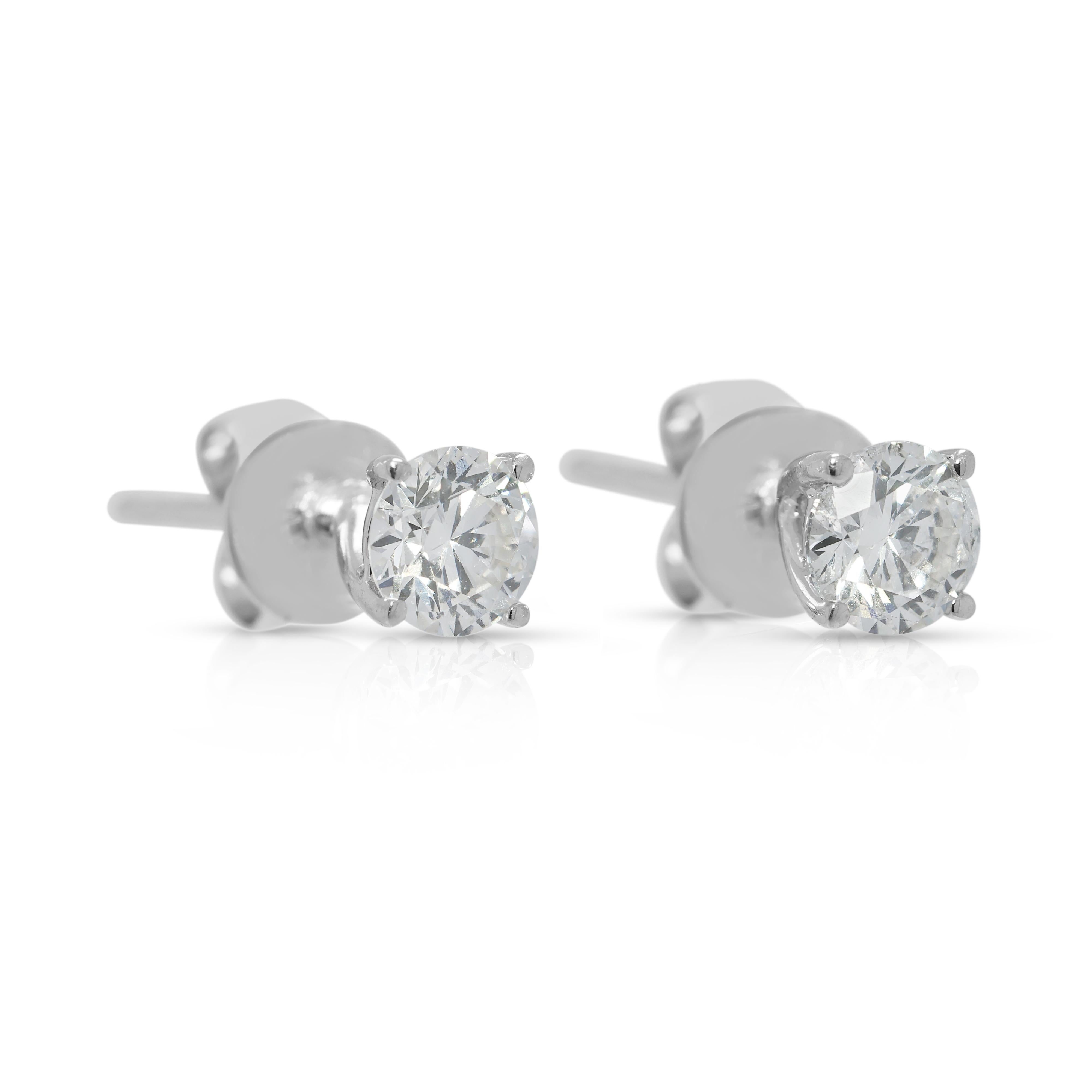 Zeitlose 0,60ct natürliche Diamanten 10K Weißgold Ohrstecker im Zustand „Hervorragend“ im Angebot in רמת גן, IL
