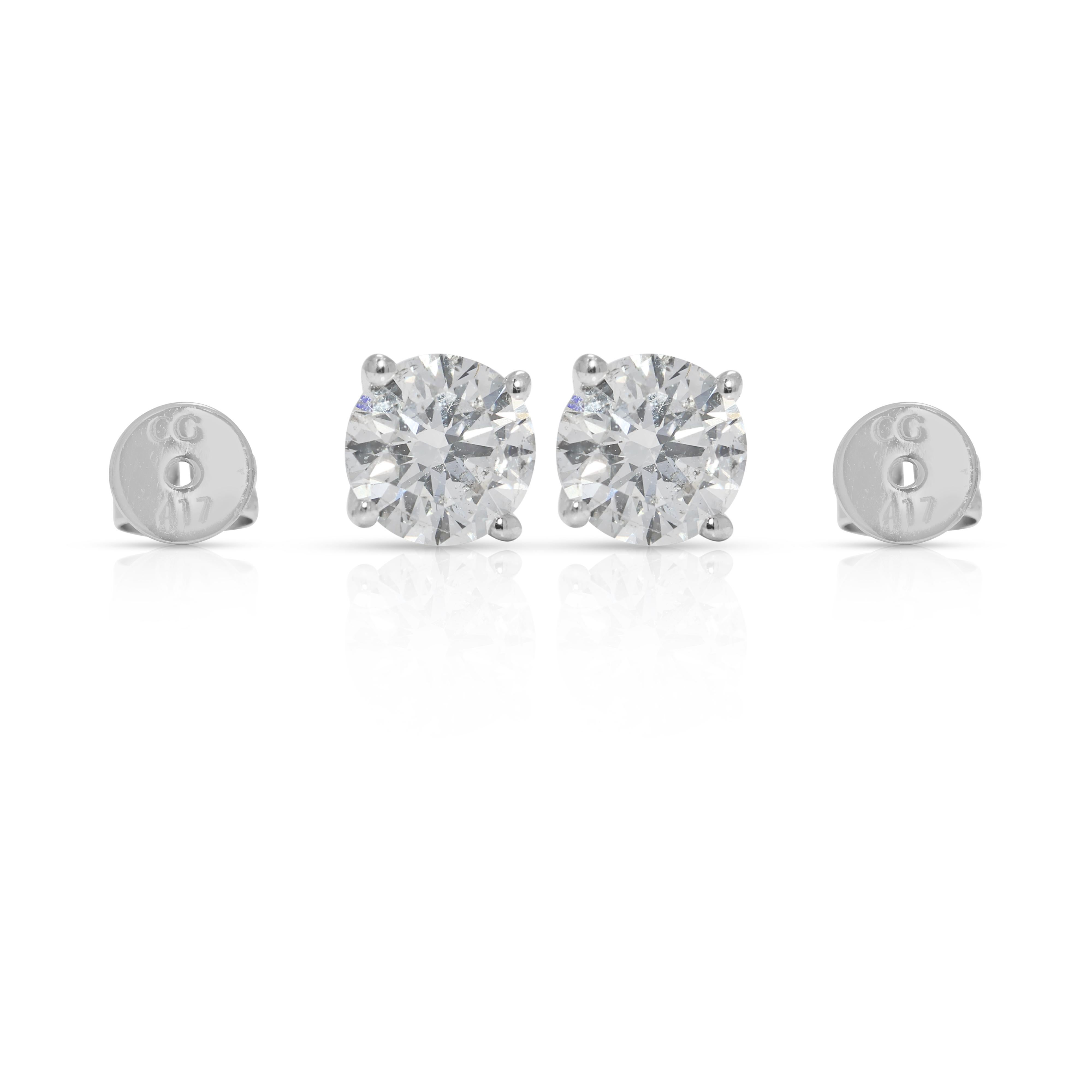 Zeitlose 0,60ct natürliche Diamanten 10K Weißgold Ohrstecker im Angebot 2