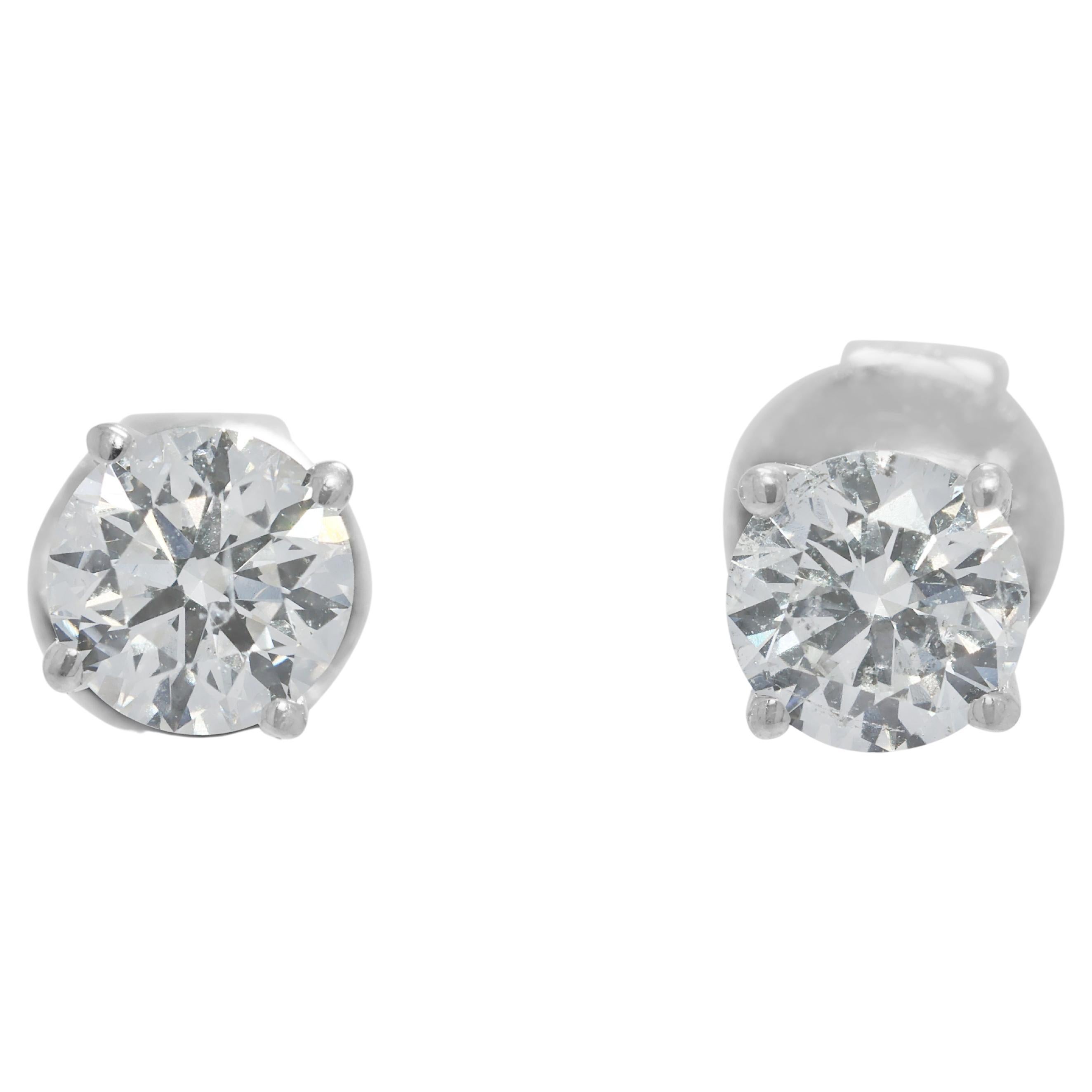 Zeitlose 0,60ct natürliche Diamanten 10K Weißgold Ohrstecker im Angebot