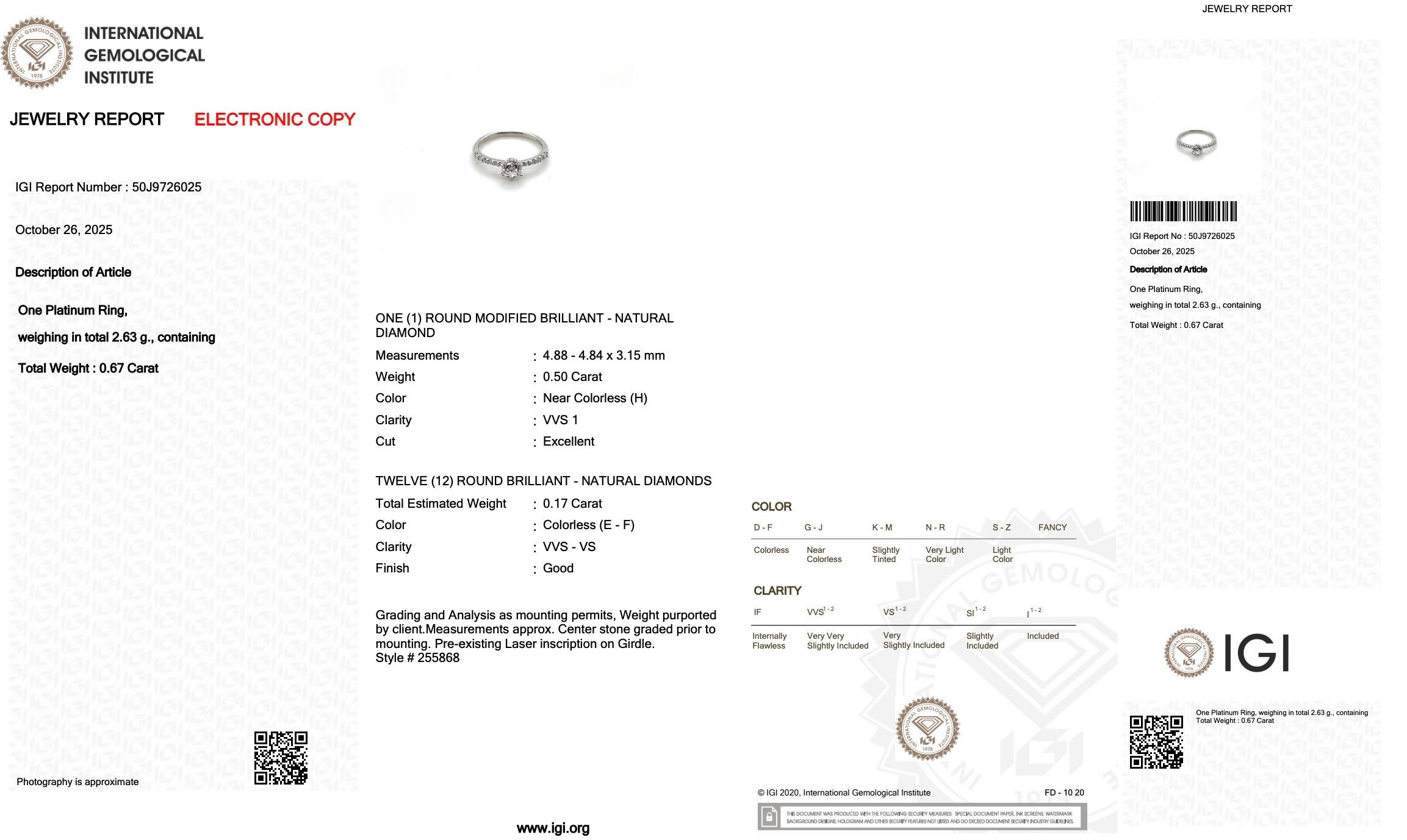 Donna Anello senza tempo con pavé di diamanti da 0,67 carati in platino - Certificato IGI in vendita