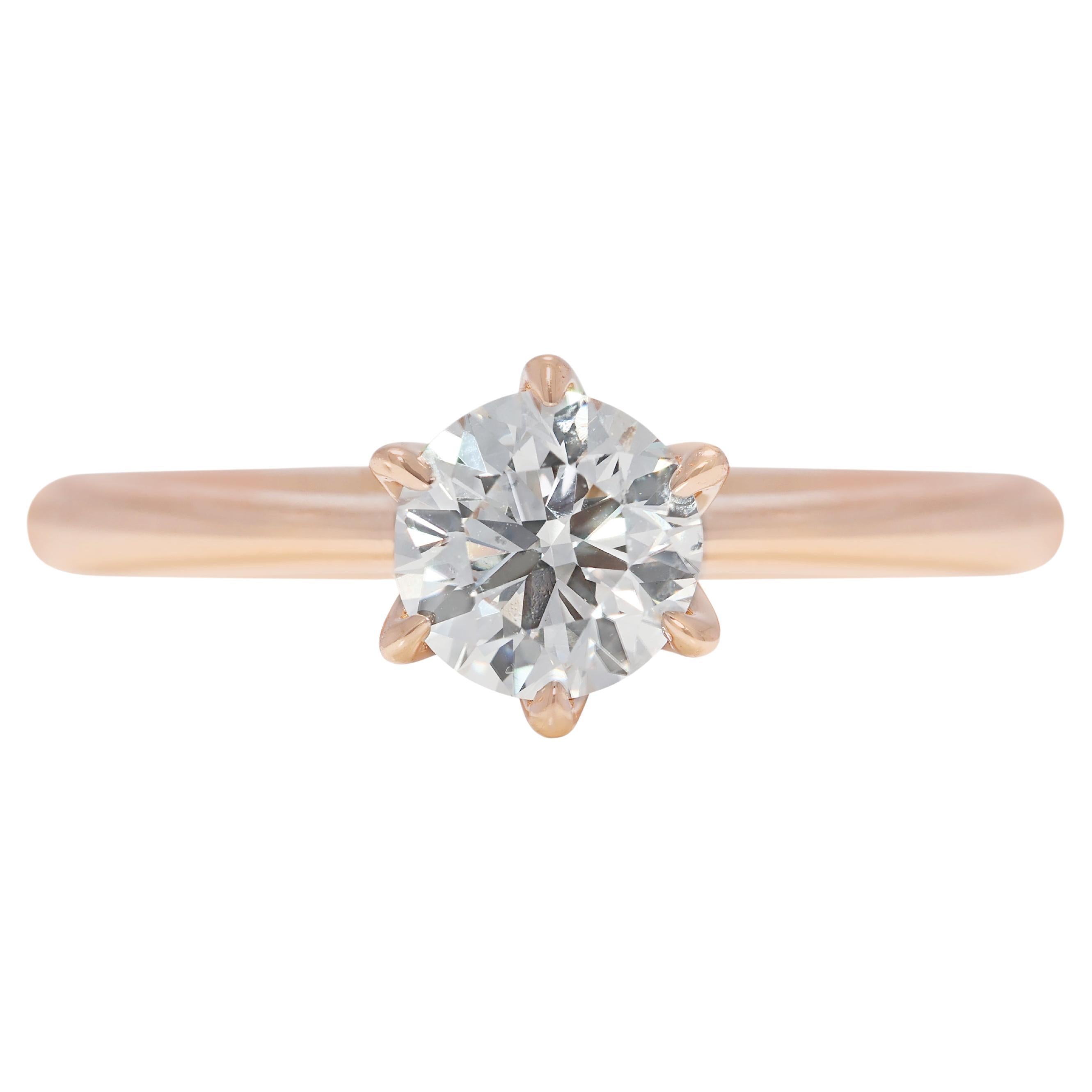 Timeless 0.70ct Natural Diamond Solitaire Ring in 18K Rose Gold