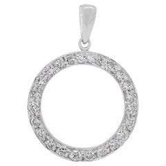 Zeitloser kreisförmiger Anhänger mit 0,72 Karat Naturdiamant aus 18k Weißgold