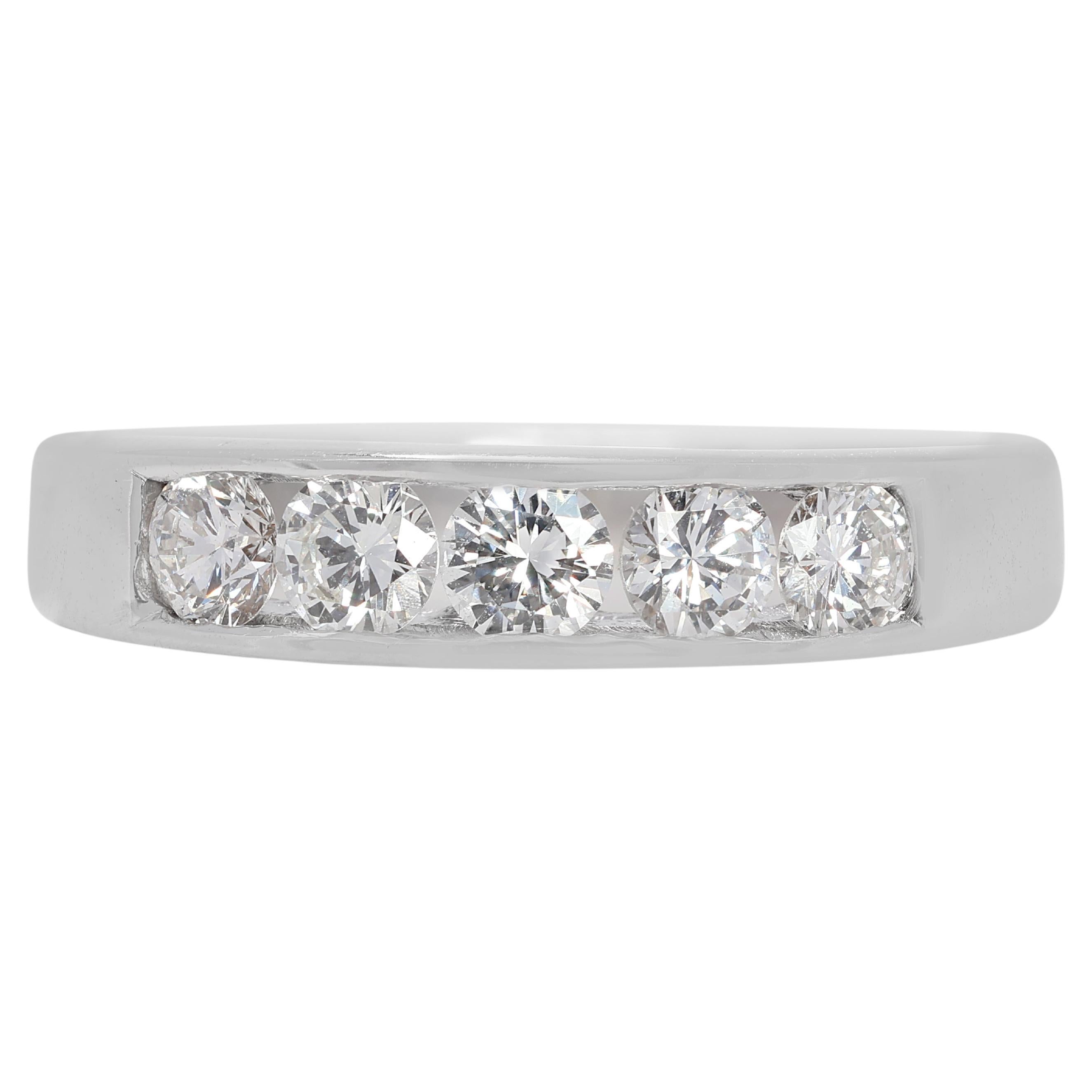 Timeless 0.75 carat Natural Diamond 5-Stone Ring in 18K White Gold