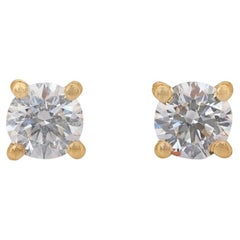 Timeless 0.77ct Diamonds Stud Earrings in 18k Yellow Gold - IGI Certified