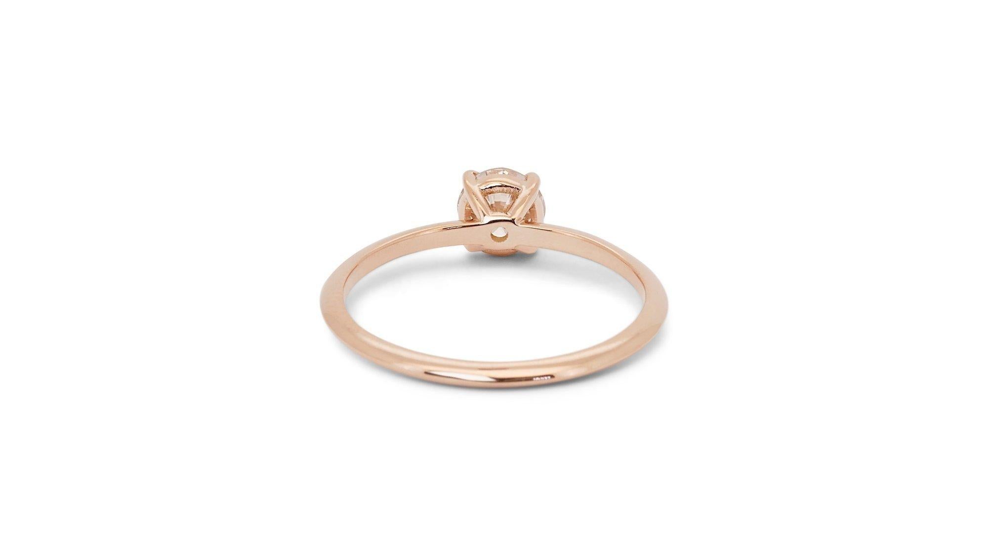 Timeless 0,80ct Diamond Solitaire Ring in 18k Rose Gold - GIA zertifiziert im Angebot 2