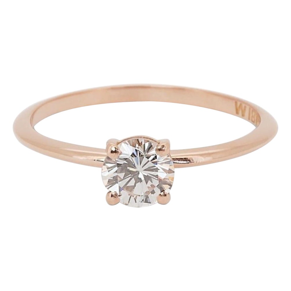 Bague solitaire en or rose 18 carats avec diamant de 0,80 ct - Certifiée GIA