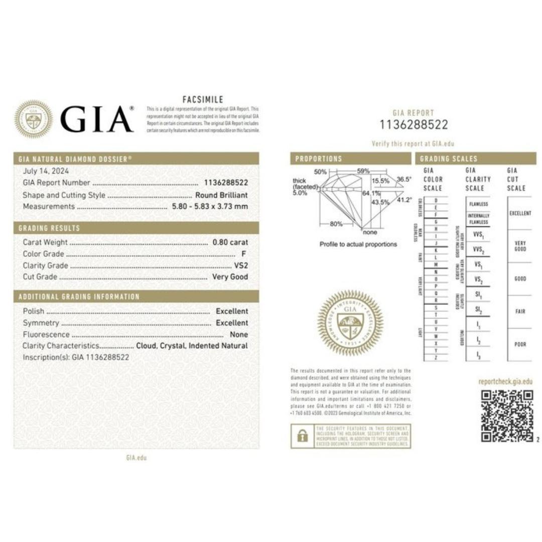 Timeless 0,80ct Ideal Cut Round-Shaped Diamond - GIA zertifiziert

Entdecken Sie den Inbegriff von Eleganz mit diesem runden Diamanten von 0,80 Karat, der mit seinem doppelten Idealschliff für unvergleichliche Brillanz sorgt. Dieser von GIA