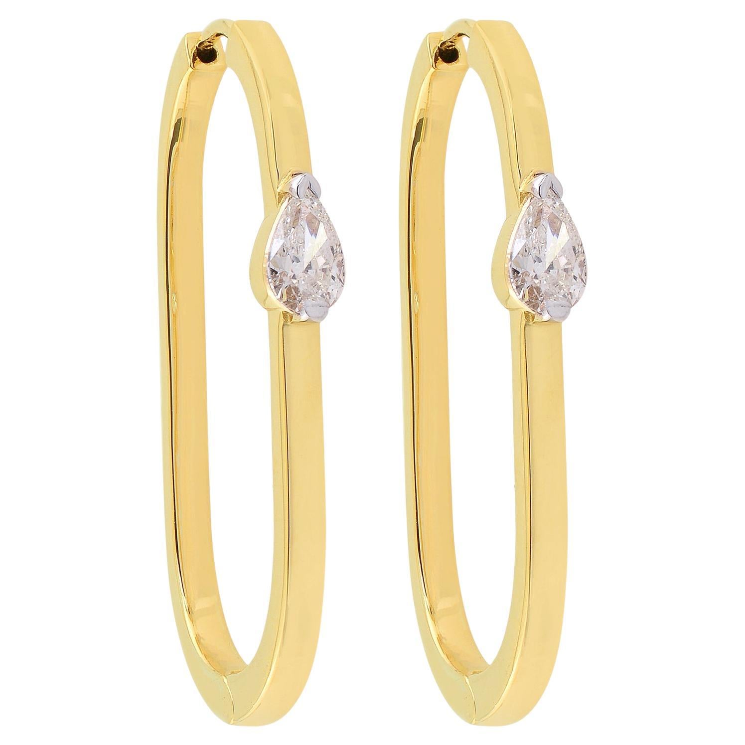 Zeitlose 0,82 Karat Diamant im Birnenschliff Minimalistische Ohrringe aus 18k Gelbgold