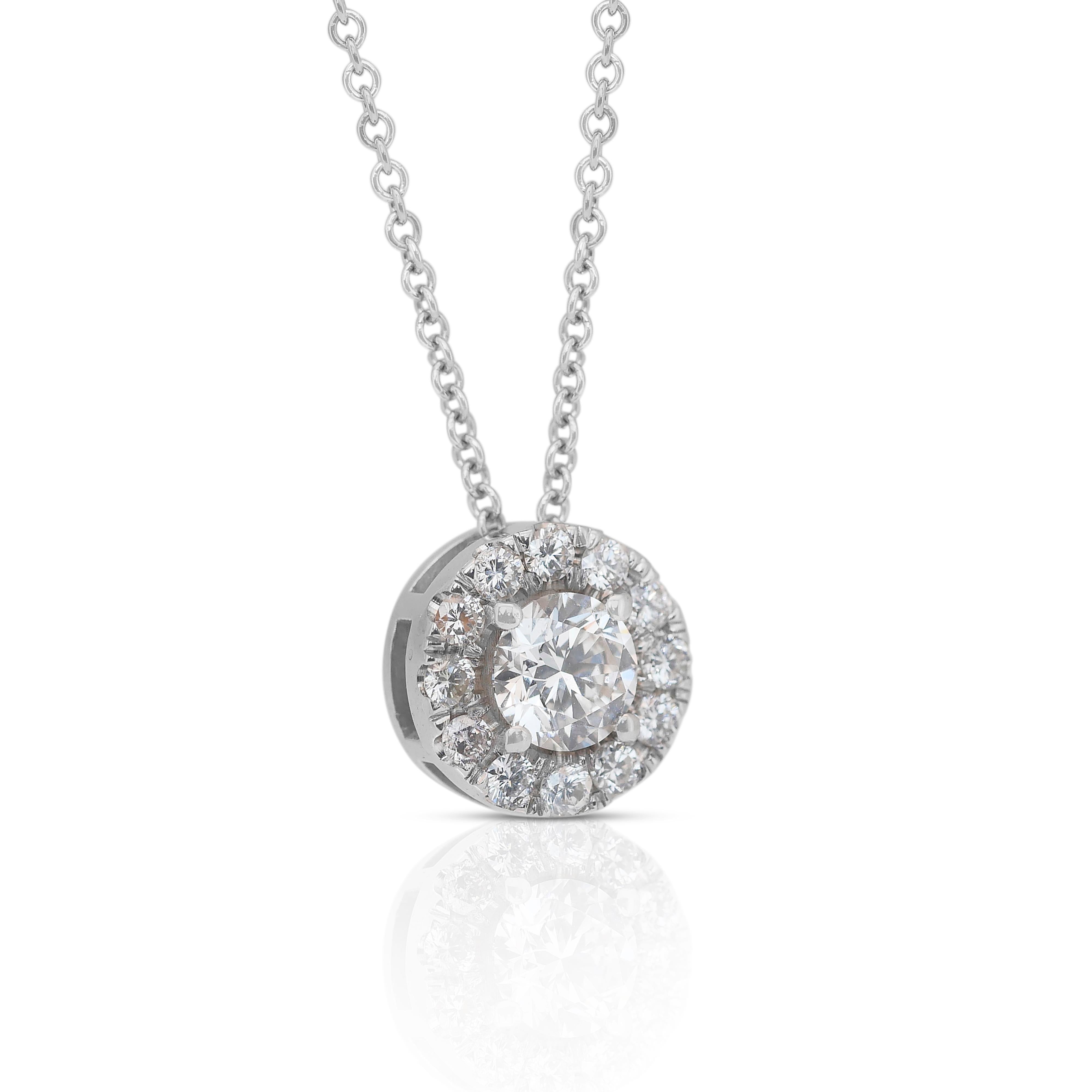 Collana senza tempo con triplo diamante eccellente a taglio ideale da 0,85 carati con ciondolo in oro bianco 18 carati - Certificato IGI

Concediti un lusso puro con questa collana mozzafiato con diamanti da 0,85 carati, magistralmente realizzata in