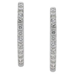 Timeless 0.8ct Natural Diamond Hoop Earrings in 18K White Gold
