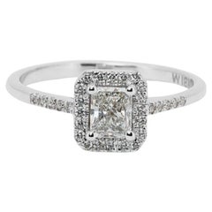 Timeless 0,9 Karat Radiant Diamantring mit schimmernden Akzenten