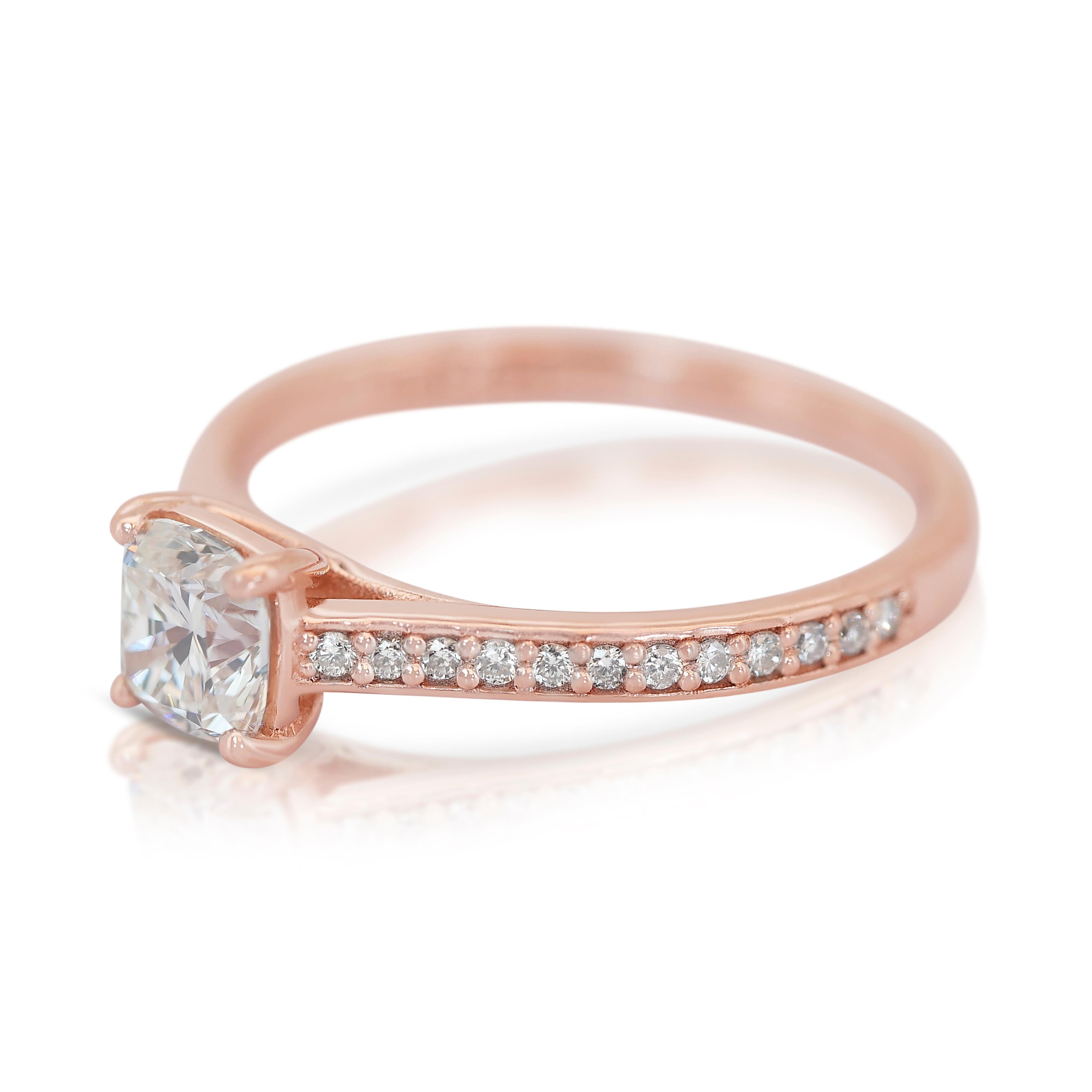 Timeless 0.93ct Diamonds Pave Ring in 14k Rose Gold - IGI Certified 1