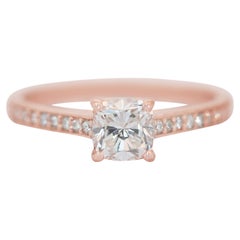 Timeless 0.93ct Diamonds Pave Ring in 14k Rose Gold - IGI Certified