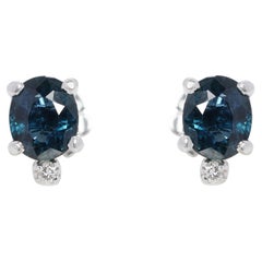 Timeless 1 carat & 20 points Sapphire Stud Earrings w/ Natural Diamonds