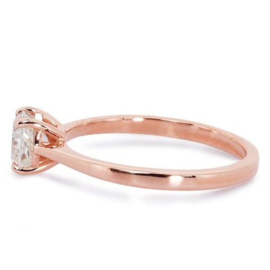 Women's Timeless 1 Carat Cushion Diamond Ring in 18K Rose Gold For Sale