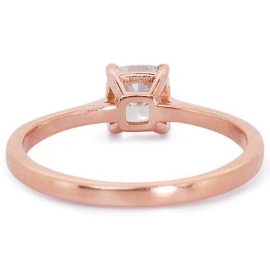Timeless 1 Carat Cushion Diamond Ring in 18K Rose Gold For Sale 1