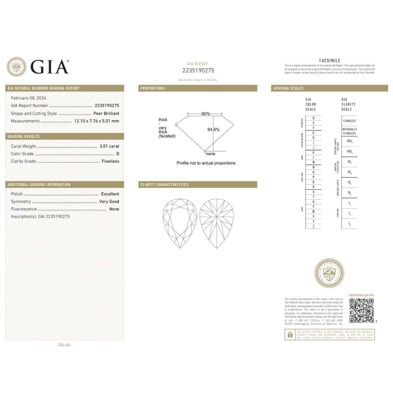 Timeless 1 pc Ideal Cut Natural Diamond w/3.01 ct - GIA Certified

This exceptional 3.01 carat pear-shaped diamond embodies timeless elegance and unrivaled brilliance.  The coveted ideal cut ensures exceptional light performance, maximizing its
