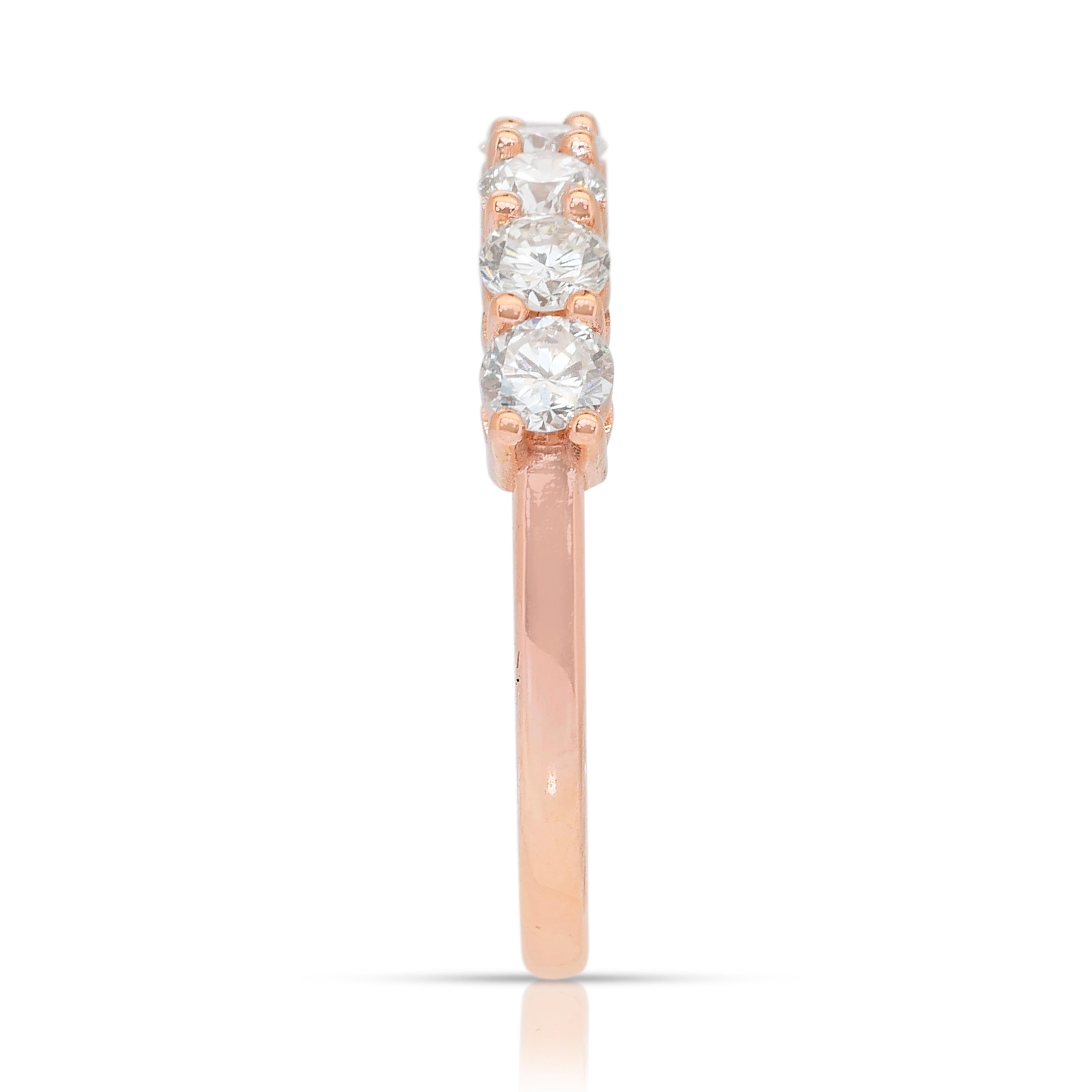 Anello a mezza eternità senza tempo con 1,01 carati di diamanti in oro rosa 18 carati - Certificato IGI in vendita 2