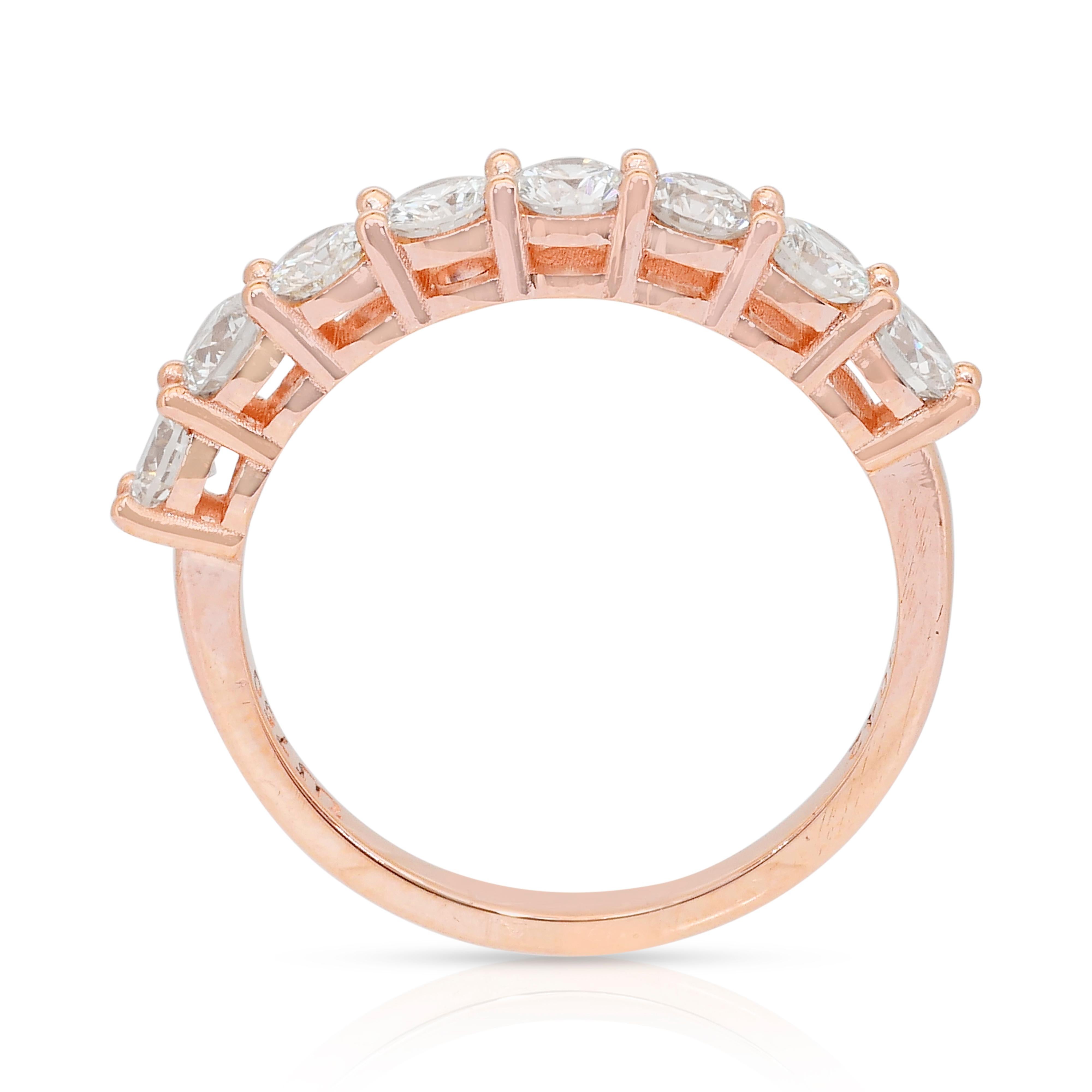 Anello a mezza eternità senza tempo con 1,01 carati di diamanti in oro rosa 18 carati - Certificato IGI in vendita 4