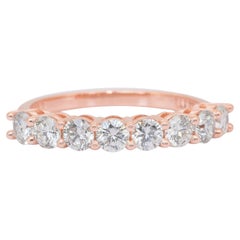 Anello a mezza eternità senza tempo con 1,01 carati di diamanti in oro rosa 18 carati - Certificato IGI